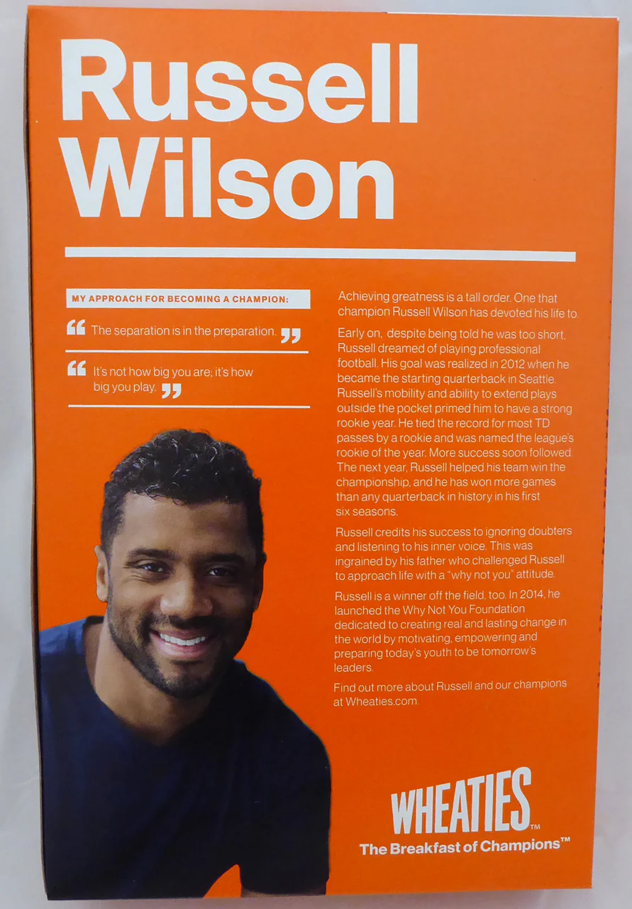 Russell Wilson Autographed Wheaties Box Seattle Seahawks RW Holo Stock #145847 - Image 3