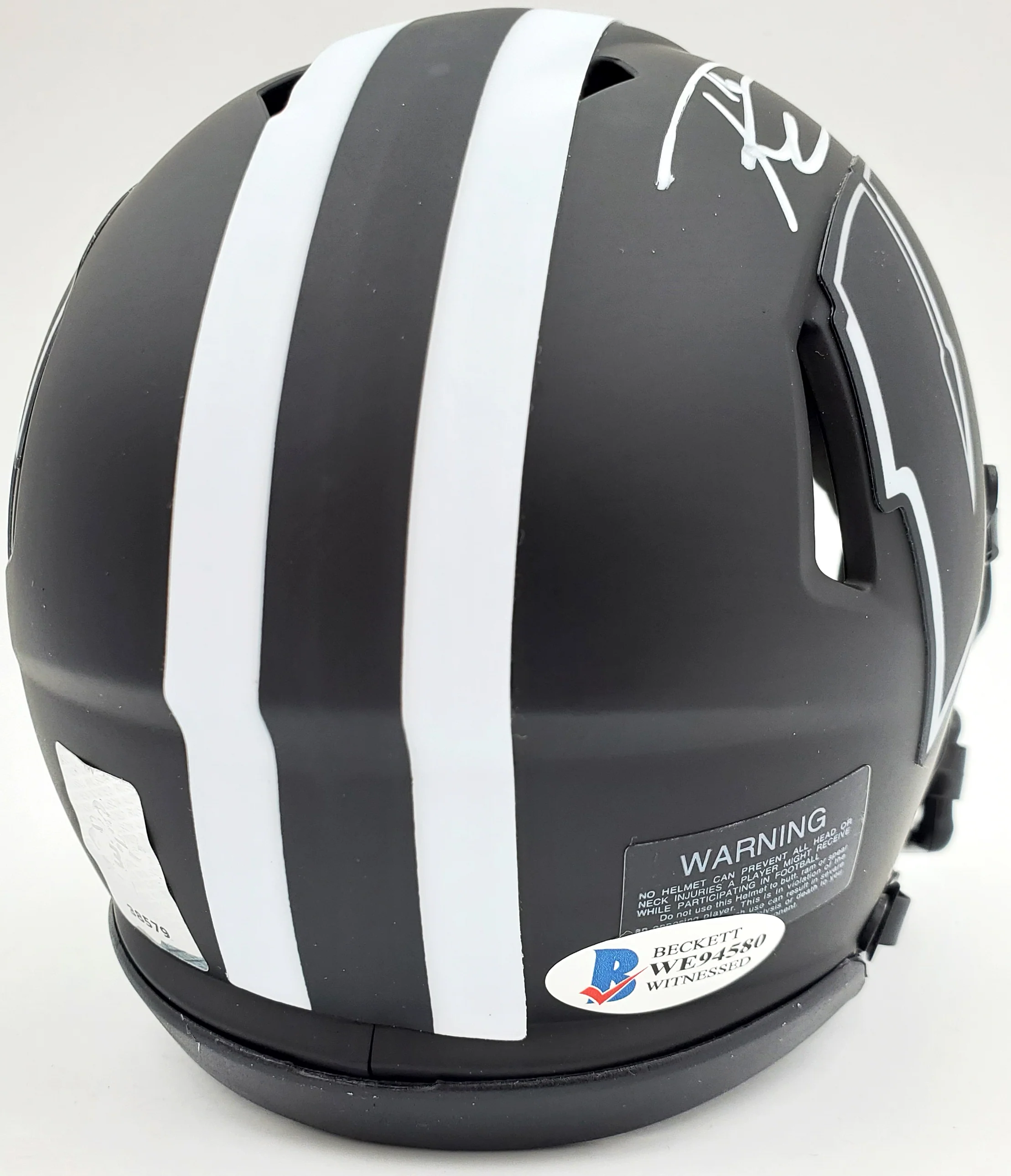 Russell Wilson Autographed Wisconsin Badgers Black Eclipse Speed Mini Helmet RW Holo & Beckett BAS Stock #182238 - Image 3