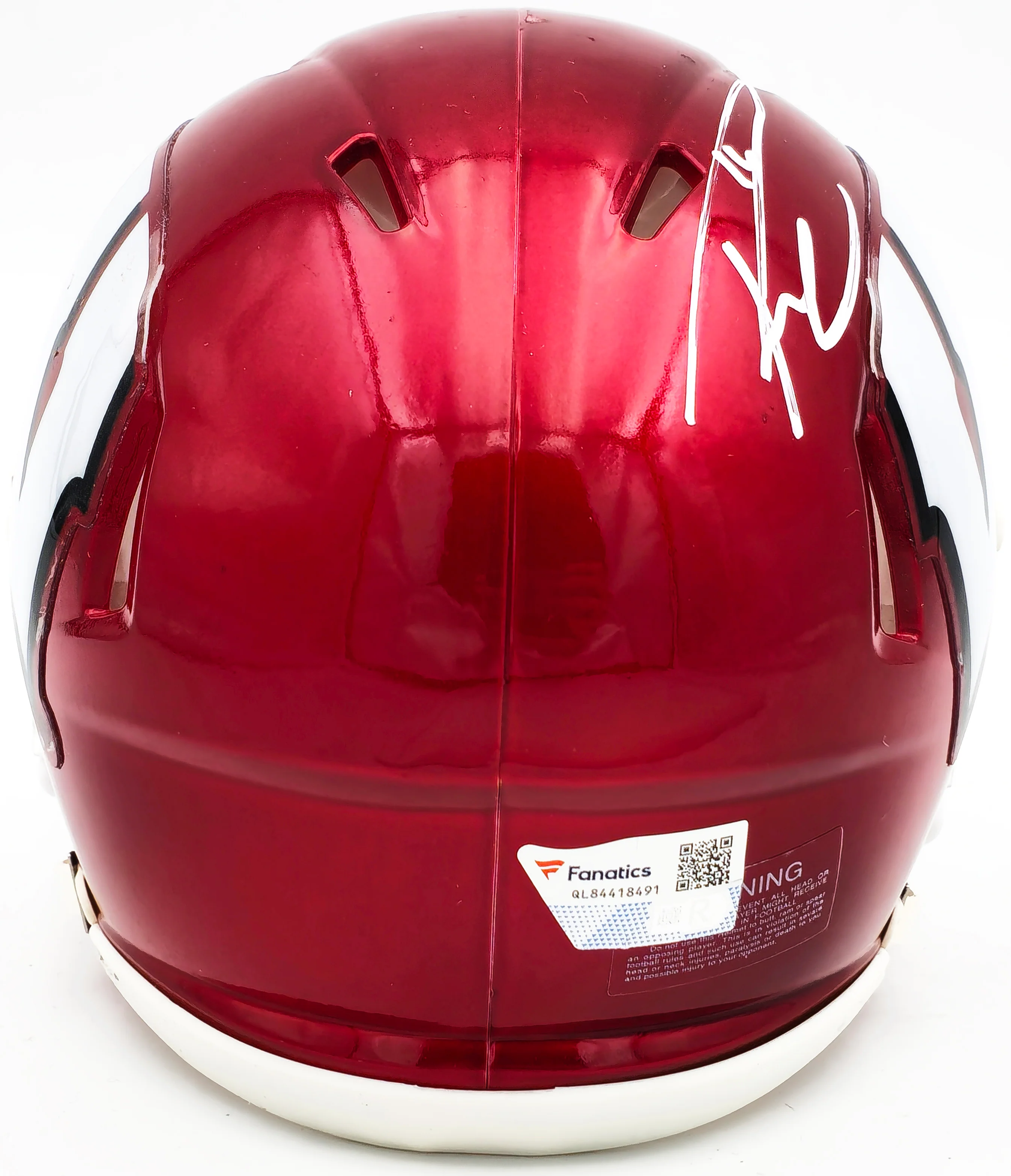 Russell Wilson Autographed Wisconsin Badgers Flash Red Speed Mini Helmet Fanatics Holo Stock #227951 - Image 4