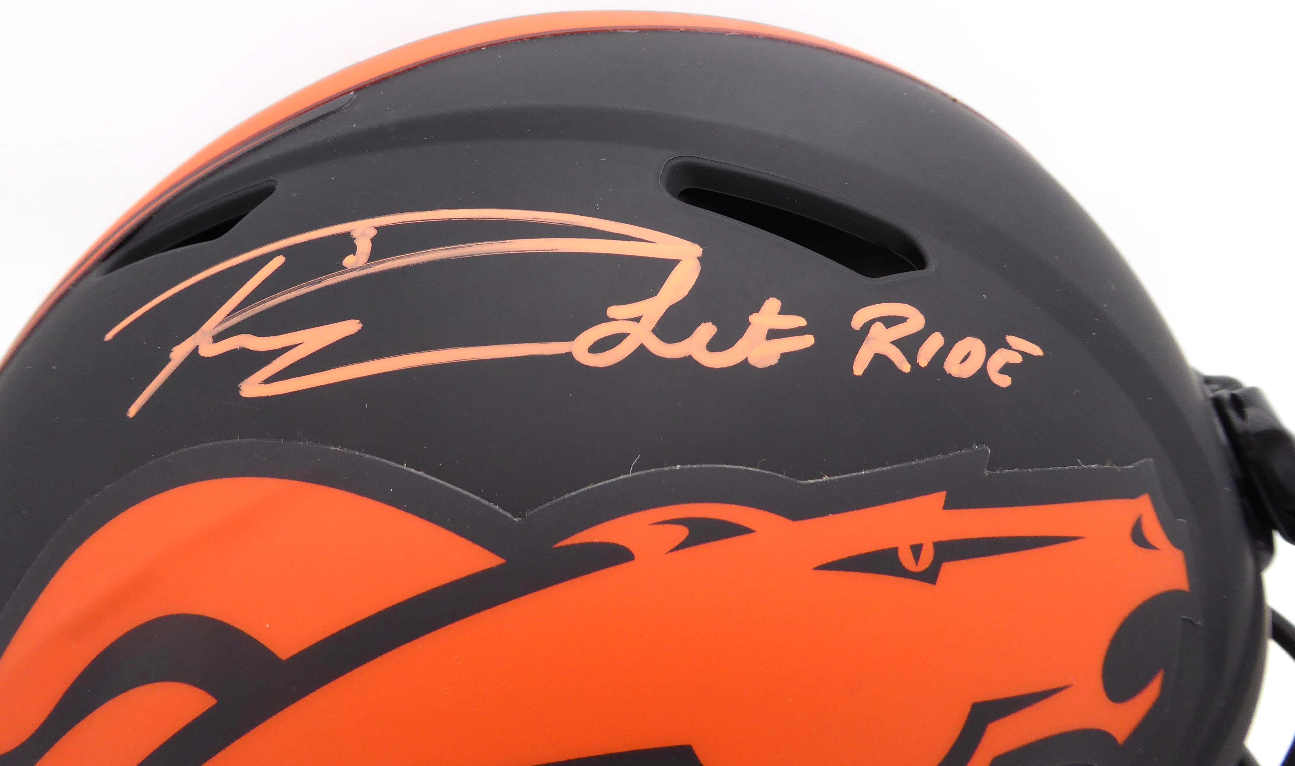 Russell Wilson & Jerry Jeudy Autographed Black Eclipse Full Size Authentic Helmet Denver Broncos "Let's Ride & Uncommon" LE #4/6 Fanatics Holo #DQ16478304 - Image 2