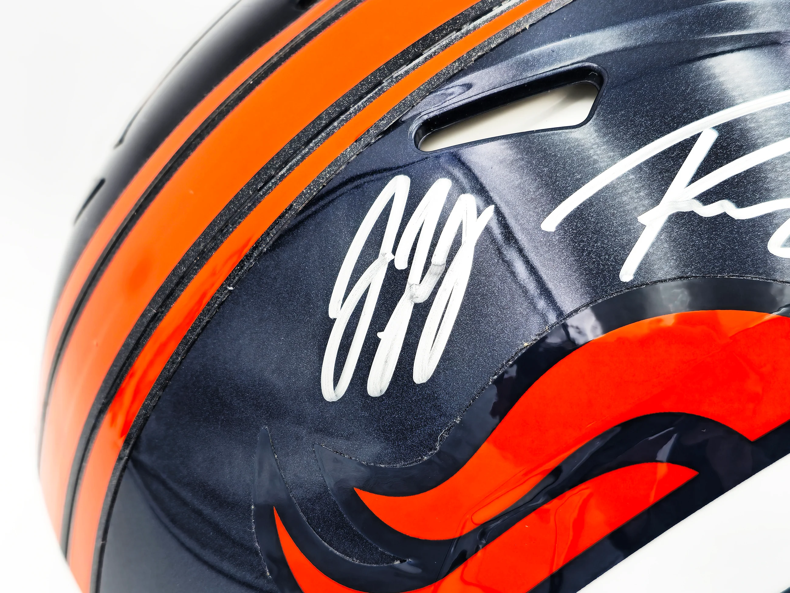 Russell Wilson & Jerry Jeudy Autographed Denver Broncos Blue Full Size Authentic Speed Helmet Fanatics Holo Stock #227926 - Image 3