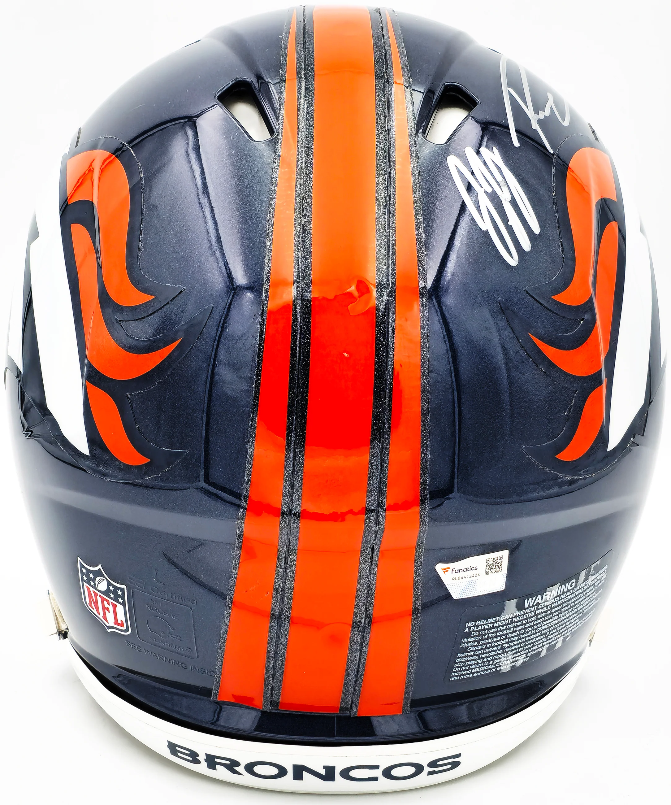 Russell Wilson & Jerry Jeudy Autographed Denver Broncos Blue Full Size Authentic Speed Helmet Fanatics Holo Stock #227926 - Image 5