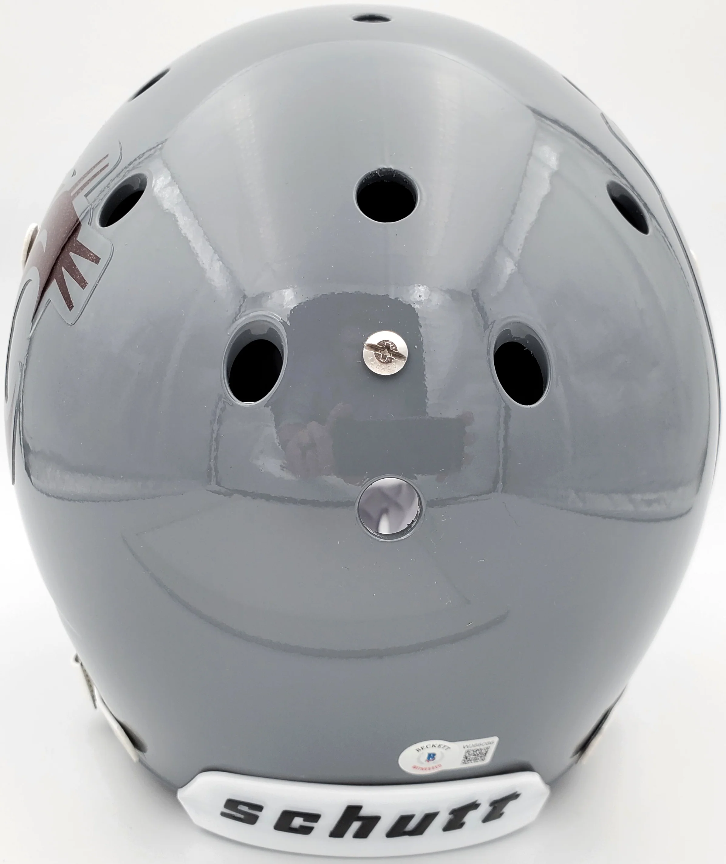 Ryan Leaf Autographed Washington State Cougars Gray Schutt Full Size Replica Helmet Beckett BAS QR Stock #193975 - Image 3