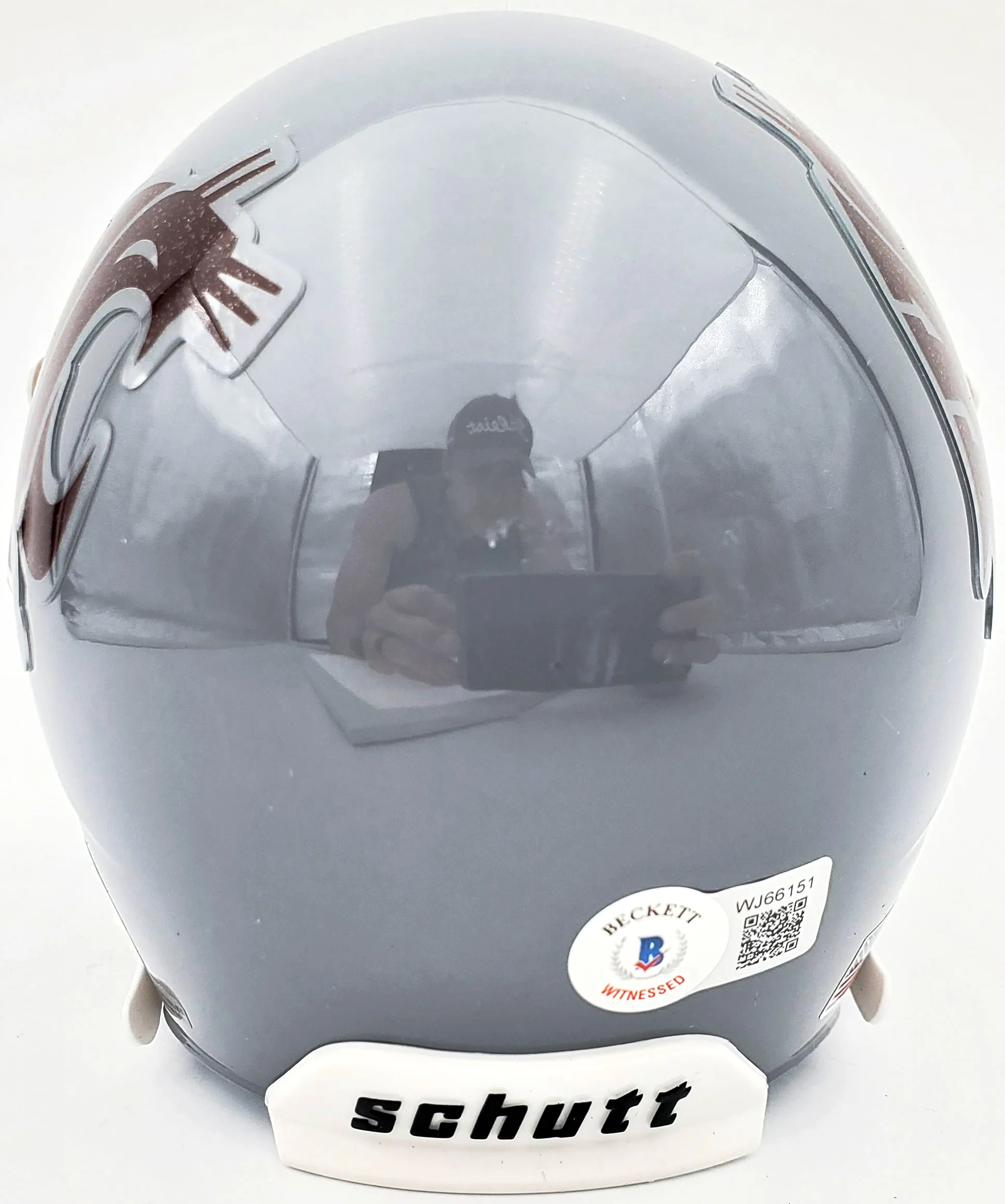 Ryan Leaf Autographed Washington State Cougars Gray Schutt Mini Helmet Beckett BAS QR Stock #193978 - Image 3