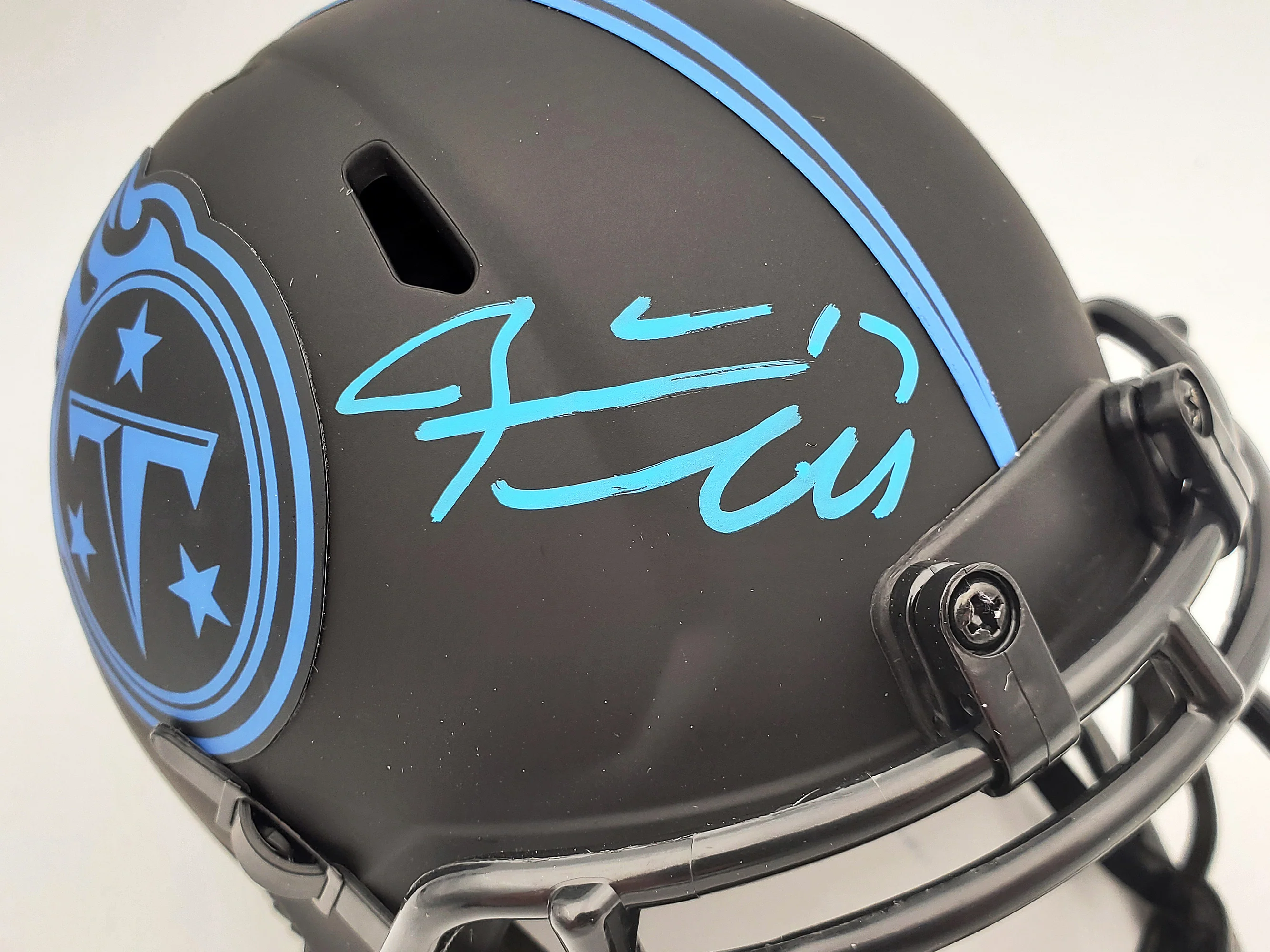 Ryan Tannehill Autographed Tennessee Titans Eclipse Black Speed Mini Helmet Beckett BAS QR Stock #197222 - Image 2