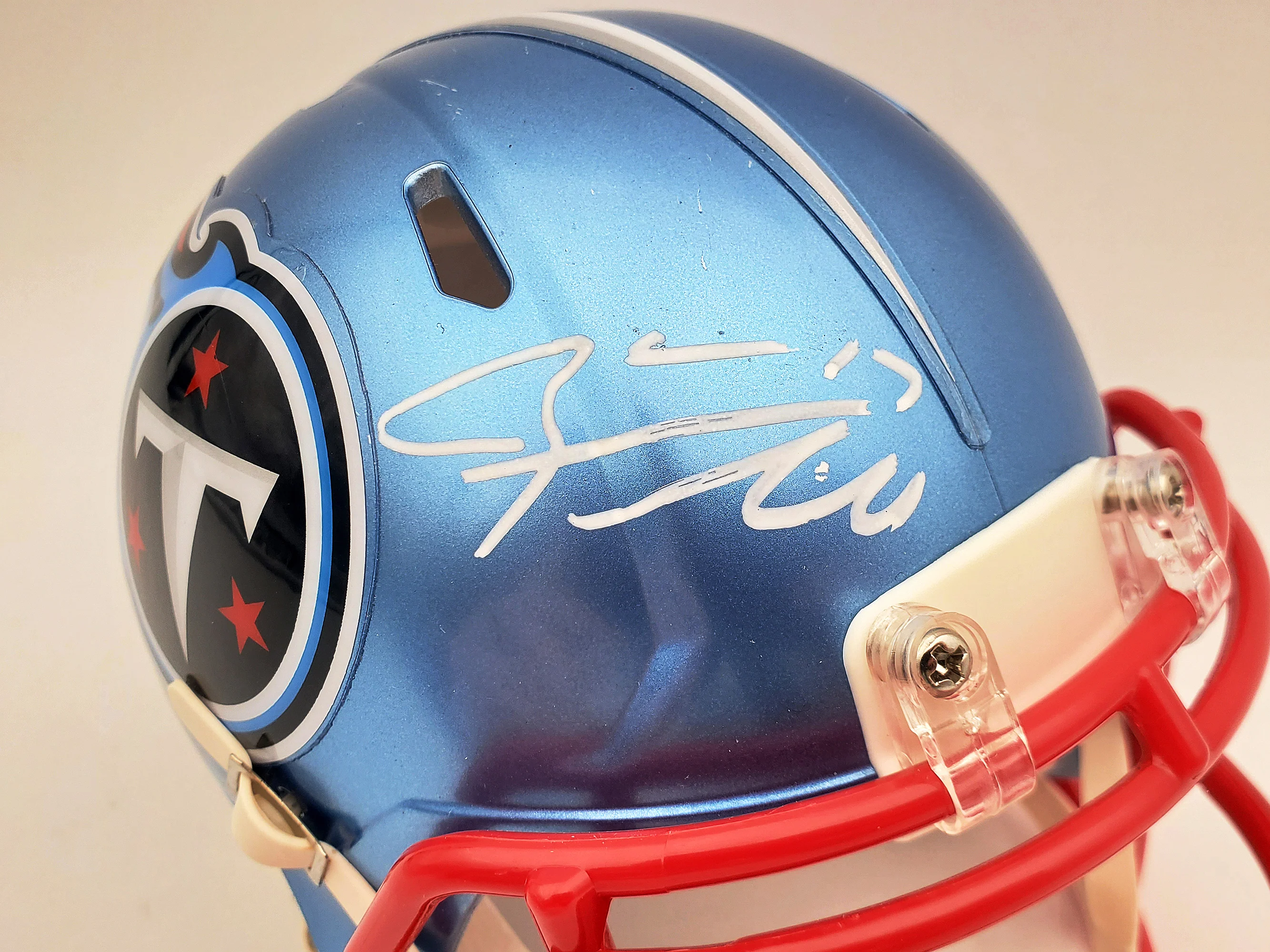 Ryan Tannehill Autographed Tennessee Titans Flash Blue Speed Mini Helmet Beckett BAS QR Stock #197225 - Image 2