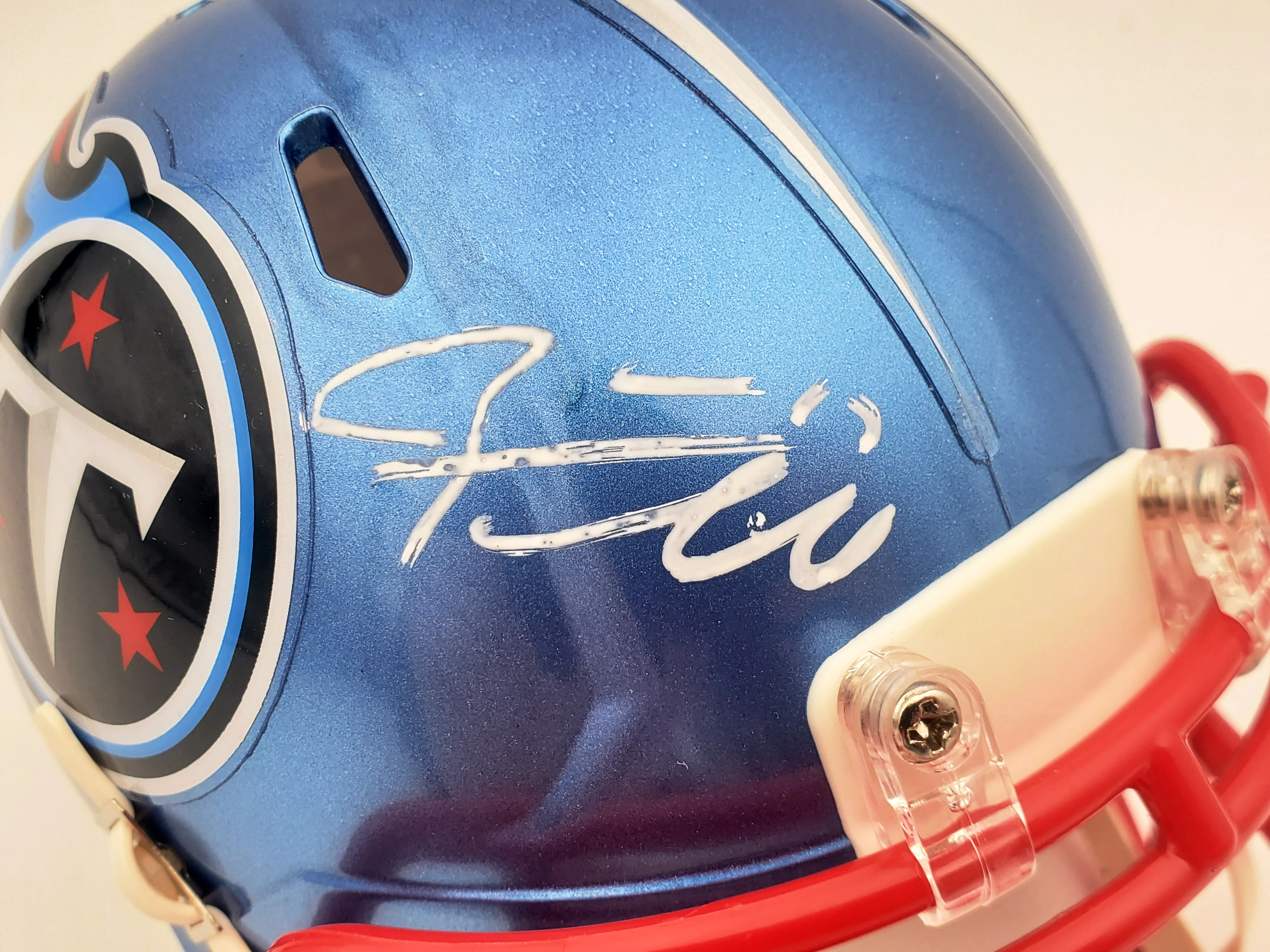 Ryan Tannehill Autographed Tennessee Titans Flash Blue Speed Mini Helmet Beckett BAS QR #WN46893 - Image 2