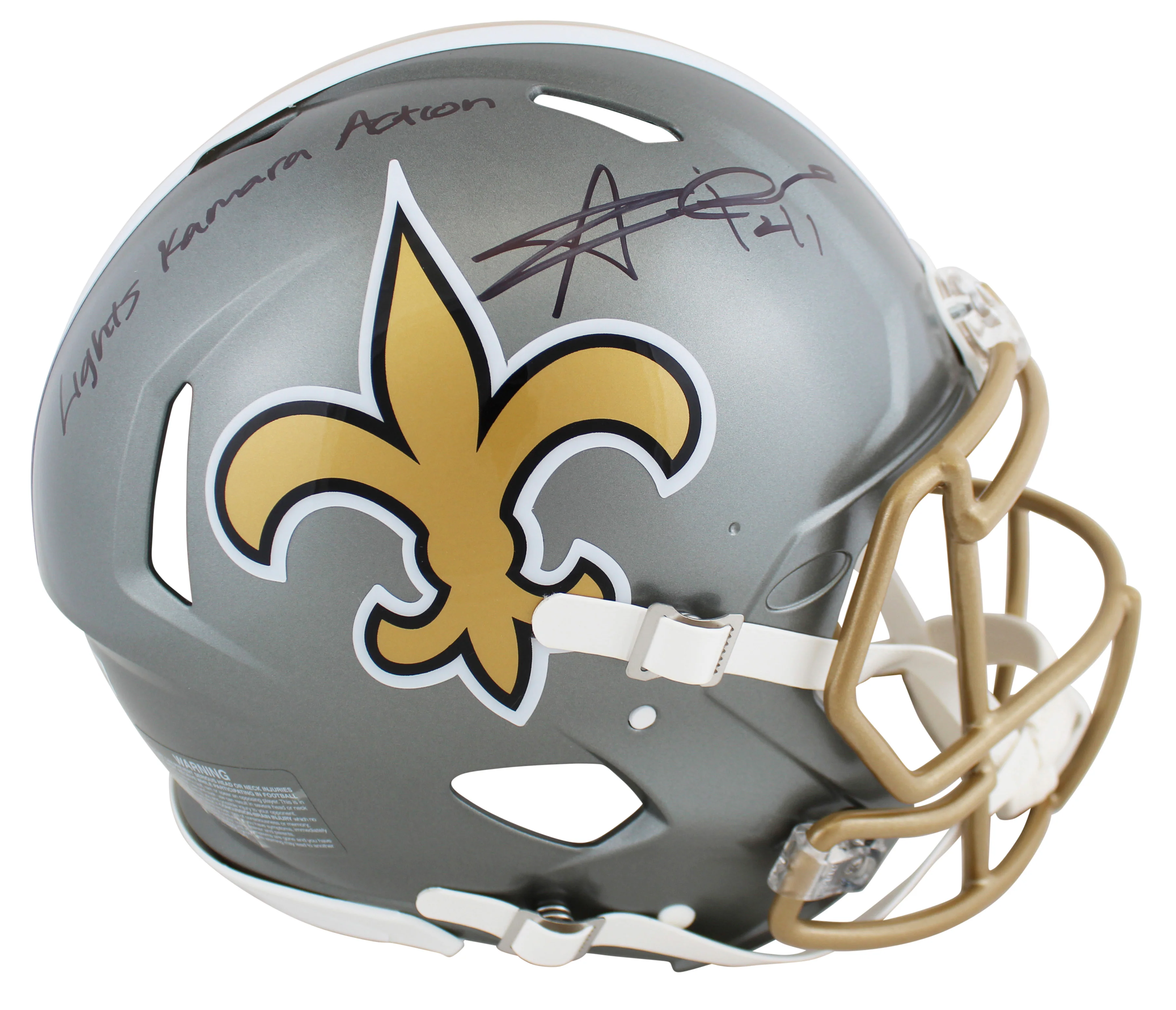 Saints Alvin Kamara "LKA" Signed Flash F/S Speed Proline Helmet W/ Case BAS Wit - Image 3