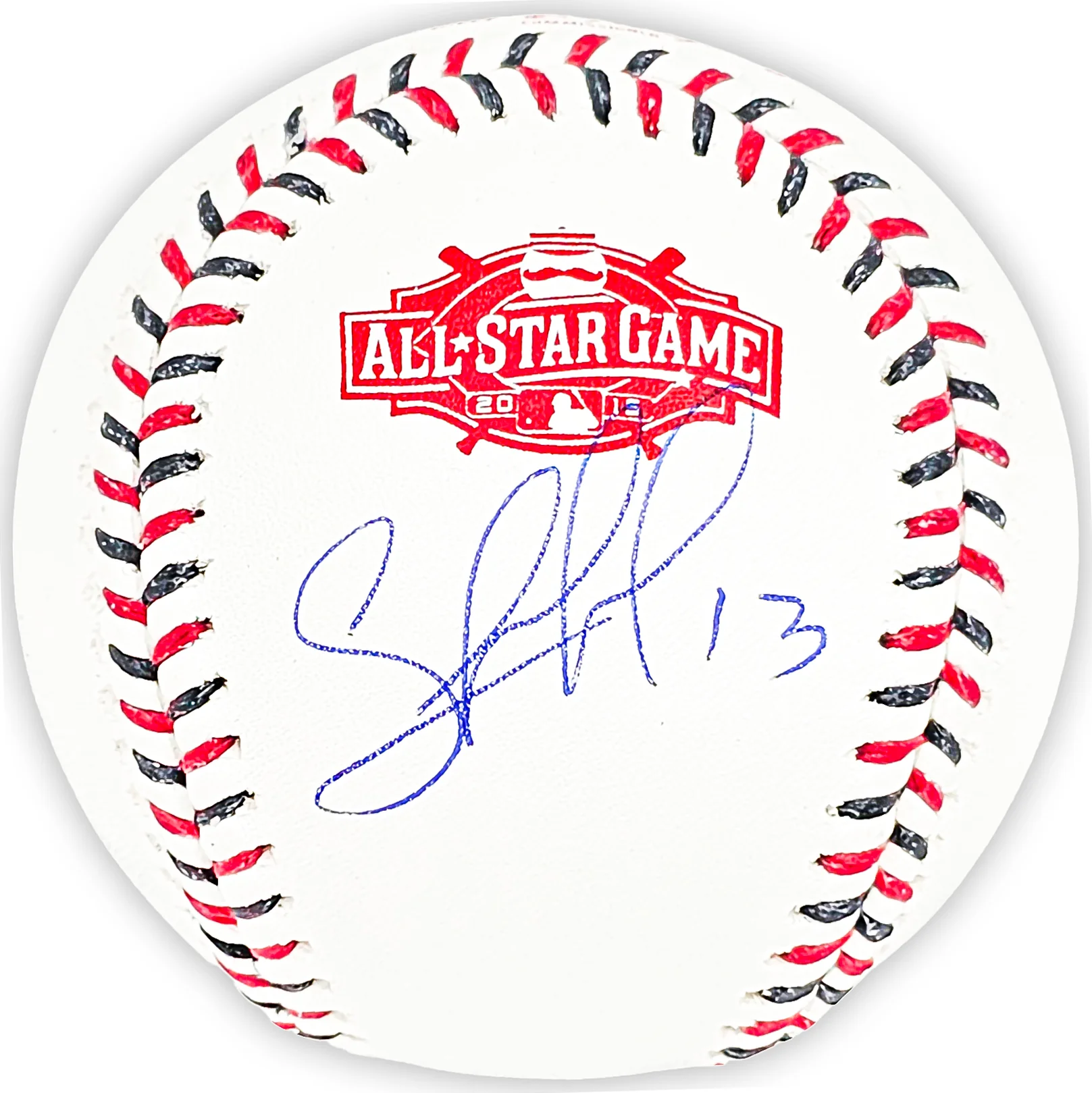 Salvador Perez Autographed Official 2015 All Star Game Logo Game Baseball Kansas City Royals Beckett BAS Witness Stock #216041 - Image 2