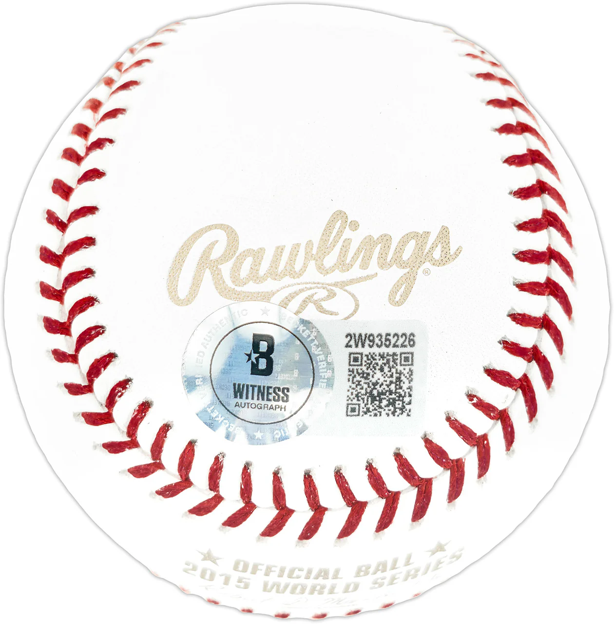 Salvador Perez Autographed Official 2015 World Series Logo Baseball Kansas City Royals Beckett BAS Witness Stock #241643 - Image 3