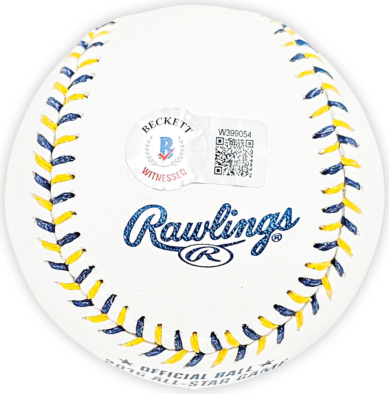 Salvador Perez Autographed Official 2016 All Star Game Logo Game Baseball Kansas City Royals Beckett BAS Witness Stock #216042 - Image 4