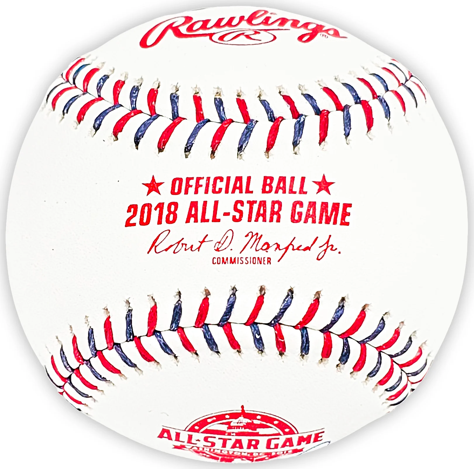 Salvador Perez Autographed Official 2018 All Star Game Logo Game Baseball Kansas City Royals Beckett BAS Witness Stock #216043 - Image 3