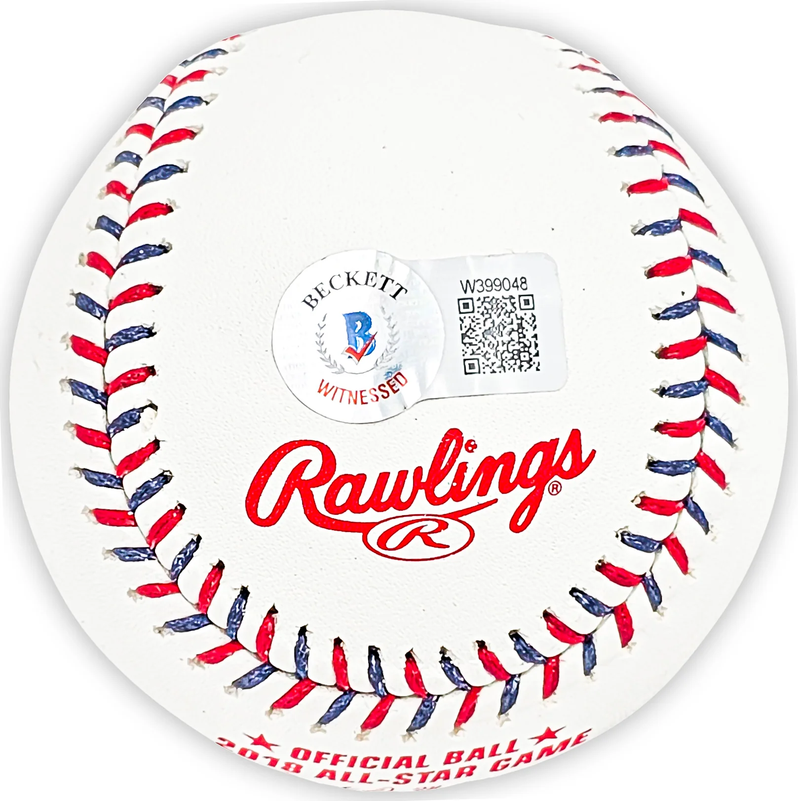 Salvador Perez Autographed Official 2018 All Star Game Logo Game Baseball Kansas City Royals Beckett BAS Witness Stock #216043 - Image 4
