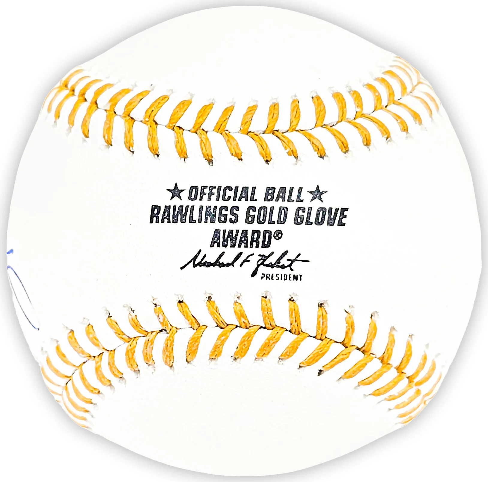 Salvador Perez Autographed Official Gold Glove Logo Baseball Kansas City Royals Beckett BAS Witness Stock #216045 - Image 3