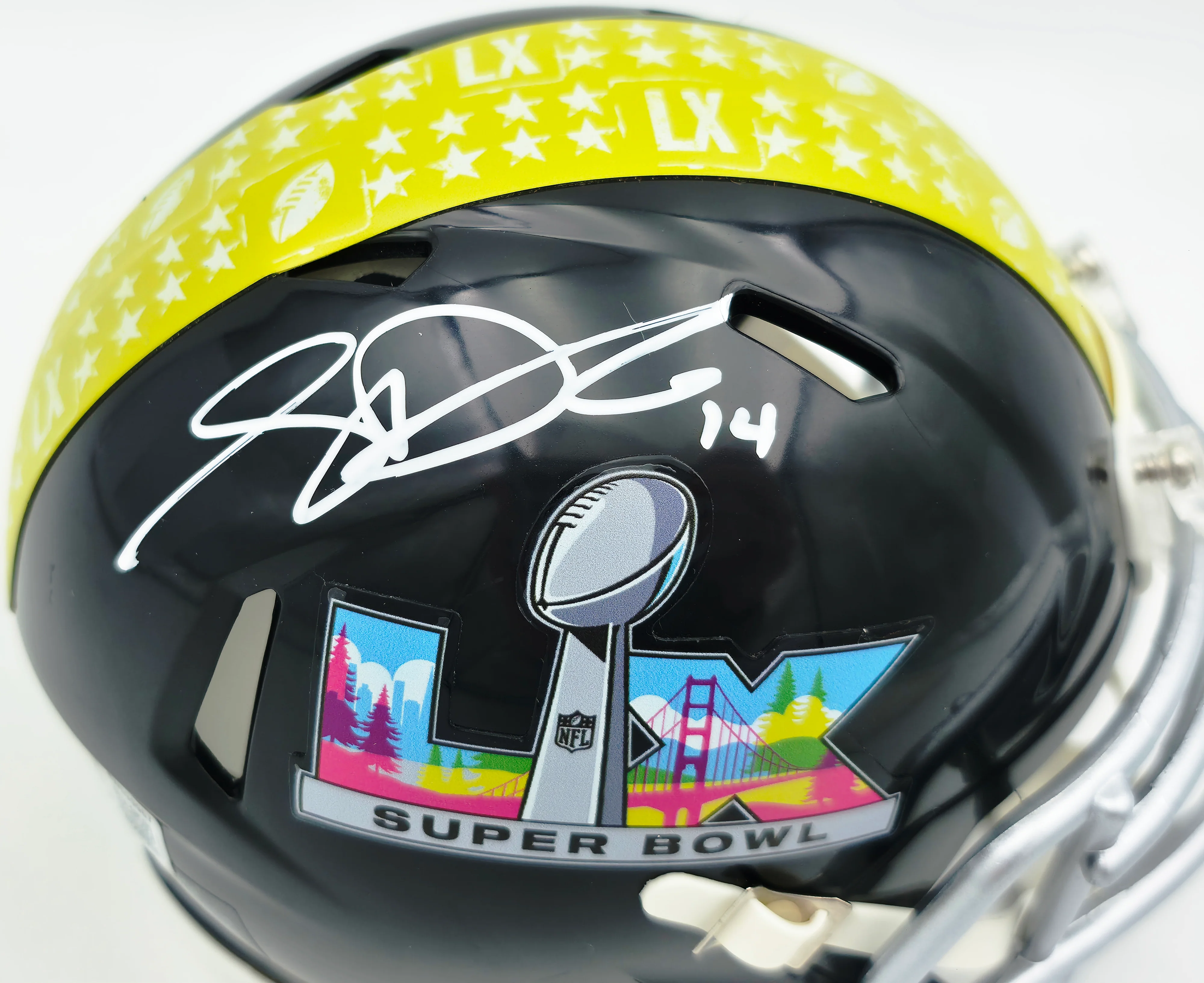 Sam Darnold Autographed Seattle Seahawks Black SB LX Logo Speed Mini Helmet Beckett BAS Witness Stock #261844 - Image 2