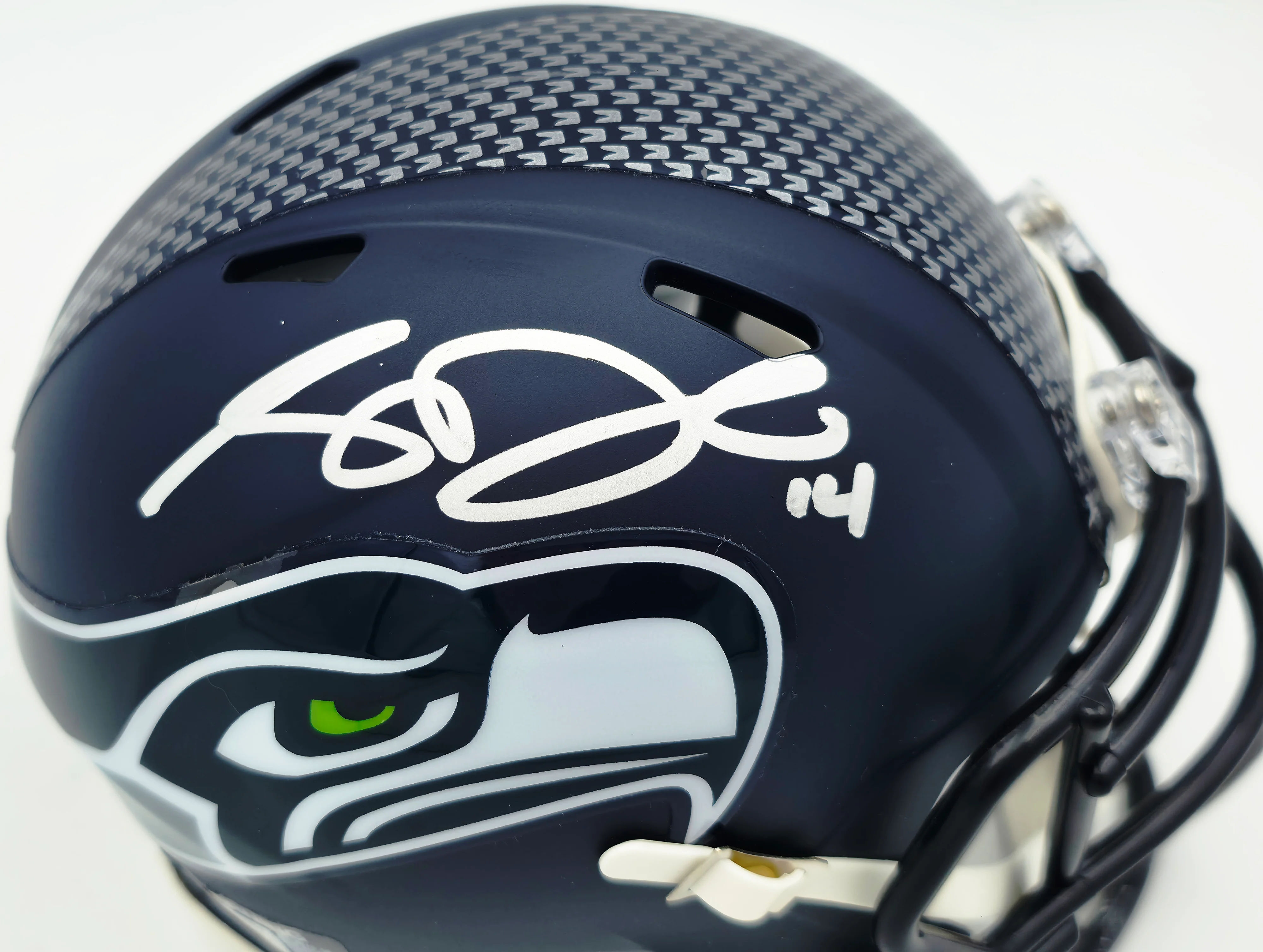 Sam Darnold Autographed Seattle Seahawks Blue Speed Mini Helmet Beckett BAS Witness Stock #261514 - Image 2