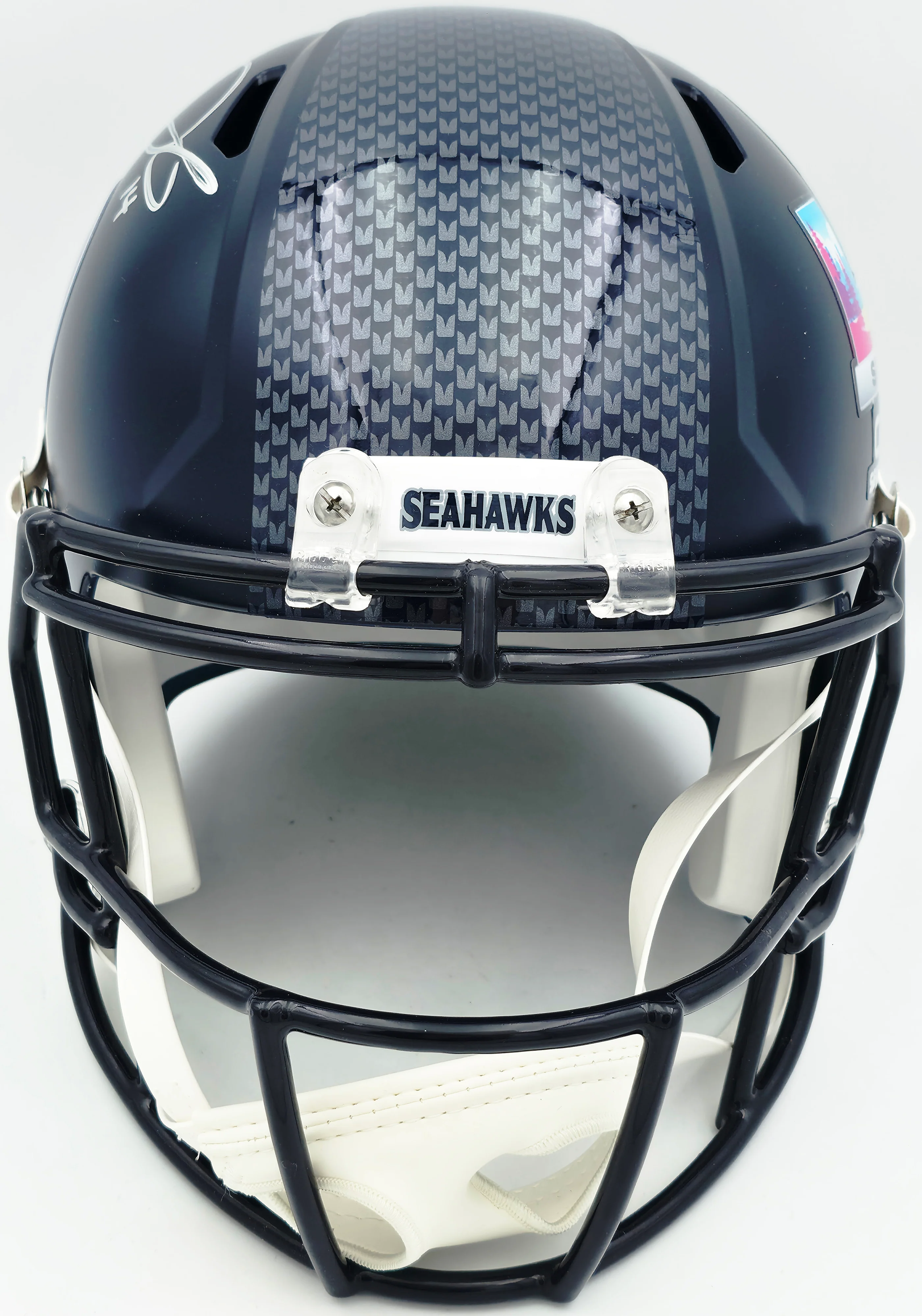 Sam Darnold Autographed Seattle Seahawks Blue Super Bowl LX Champions Logo Full Size Speed Replica Helmet Beckett BAS Witness Stock #261508 - Image 4