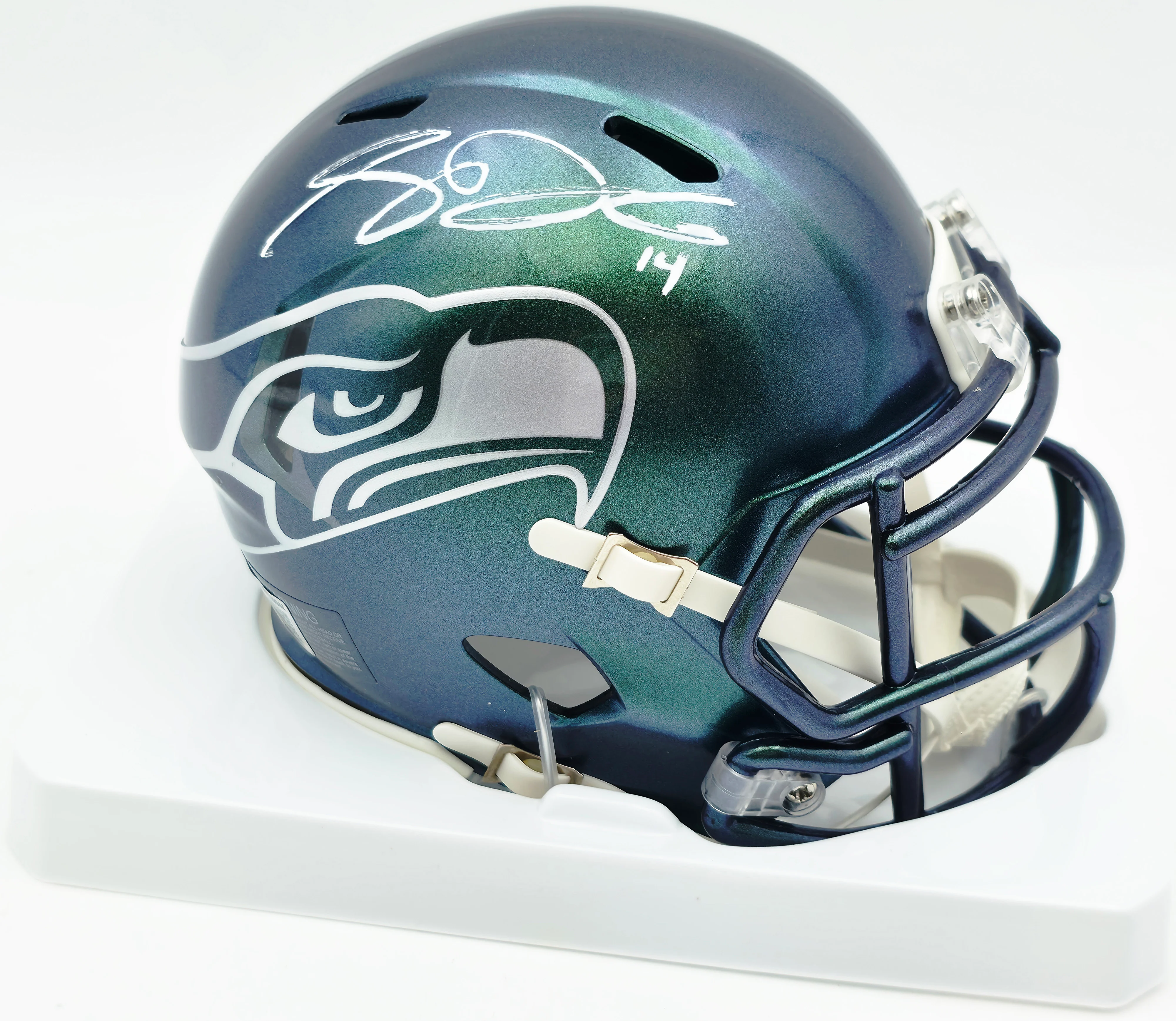 Sam Darnold Autographed Seattle Seahawks Green Rivalries Speed Mini Helmet (Smudged) Beckett BAS Witness #4W539944