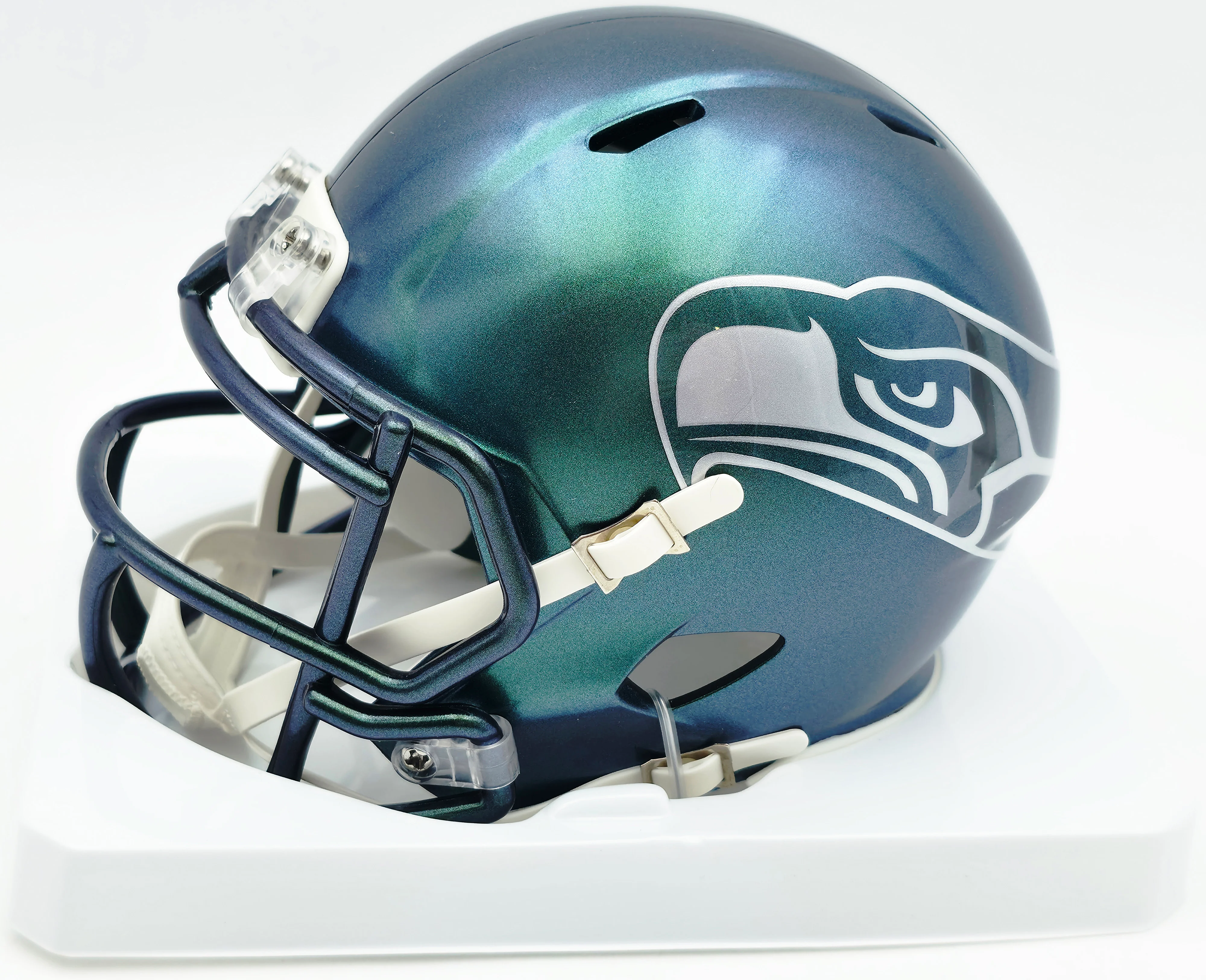 Sam Darnold Autographed Seattle Seahawks Green Rivalries Speed Mini Helmet (Smudged) Beckett BAS Witness #4W539946 - Image 4