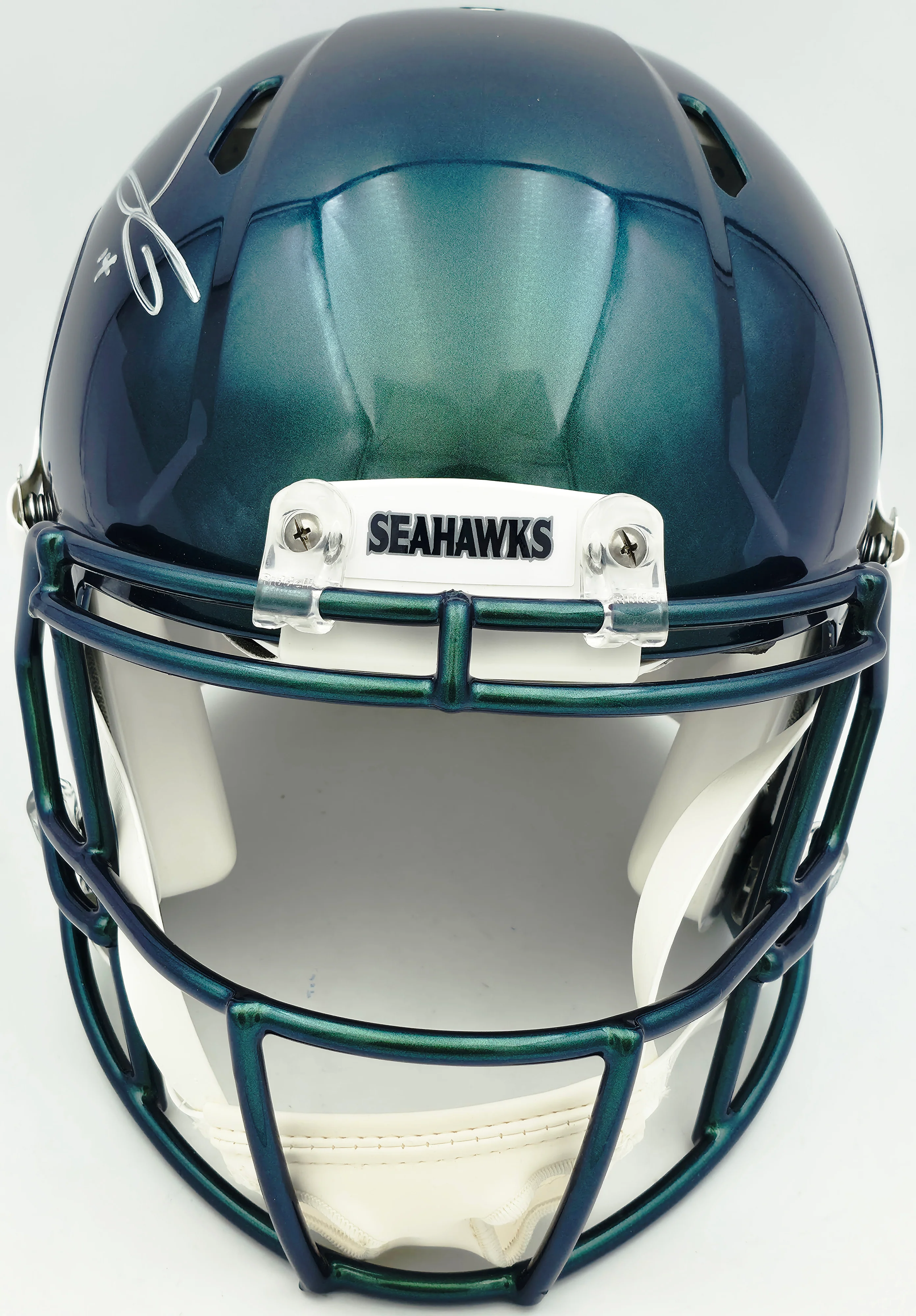 Sam Darnold Autographed Seattle Seahawks Metallic Green Rivalries Full Size Speed Authentic Helmet Beckett BAS Witness Stock #261506 - Image 3