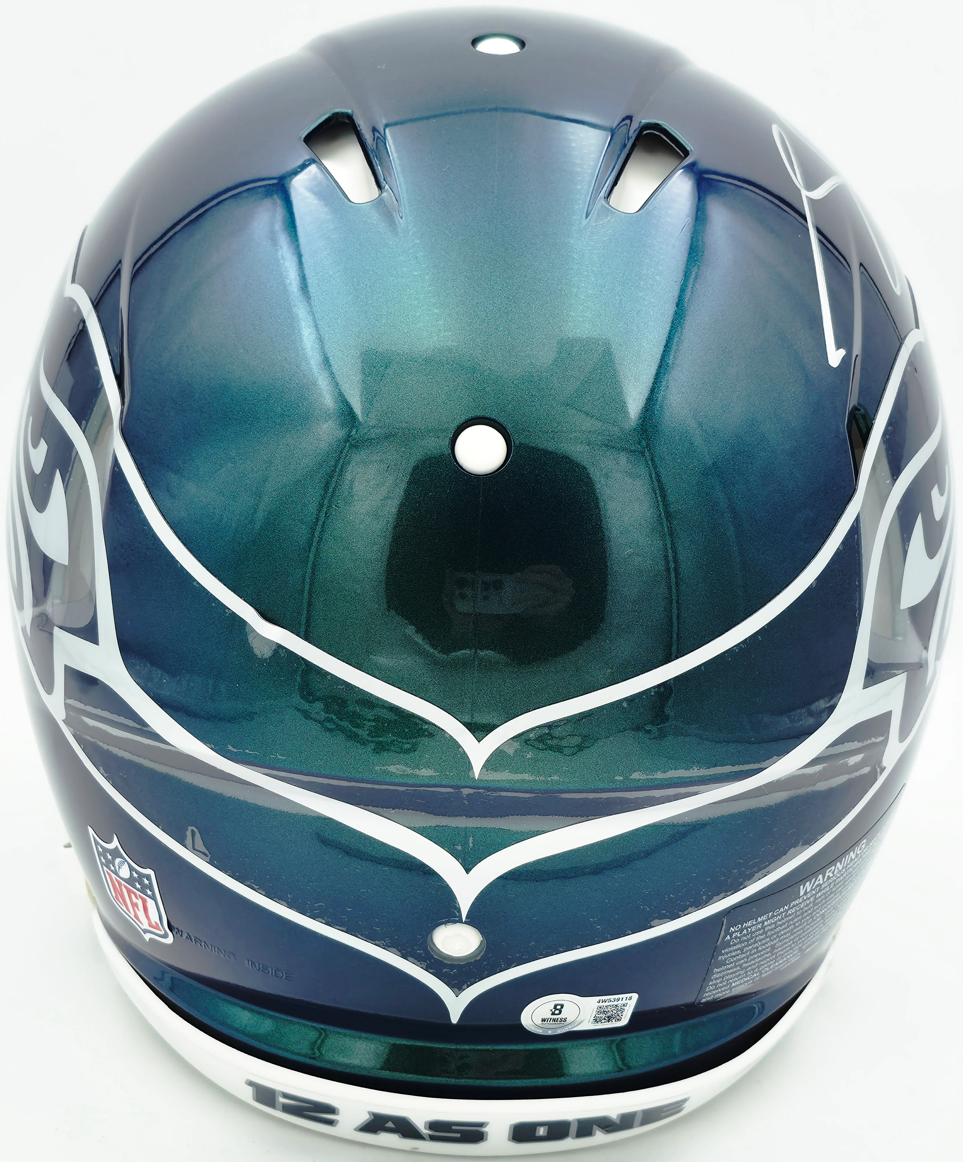 Sam Darnold Autographed Seattle Seahawks Metallic Green Rivalries Full Size Speed Authentic Helmet Beckett BAS Witness Stock #261506 - Image 4