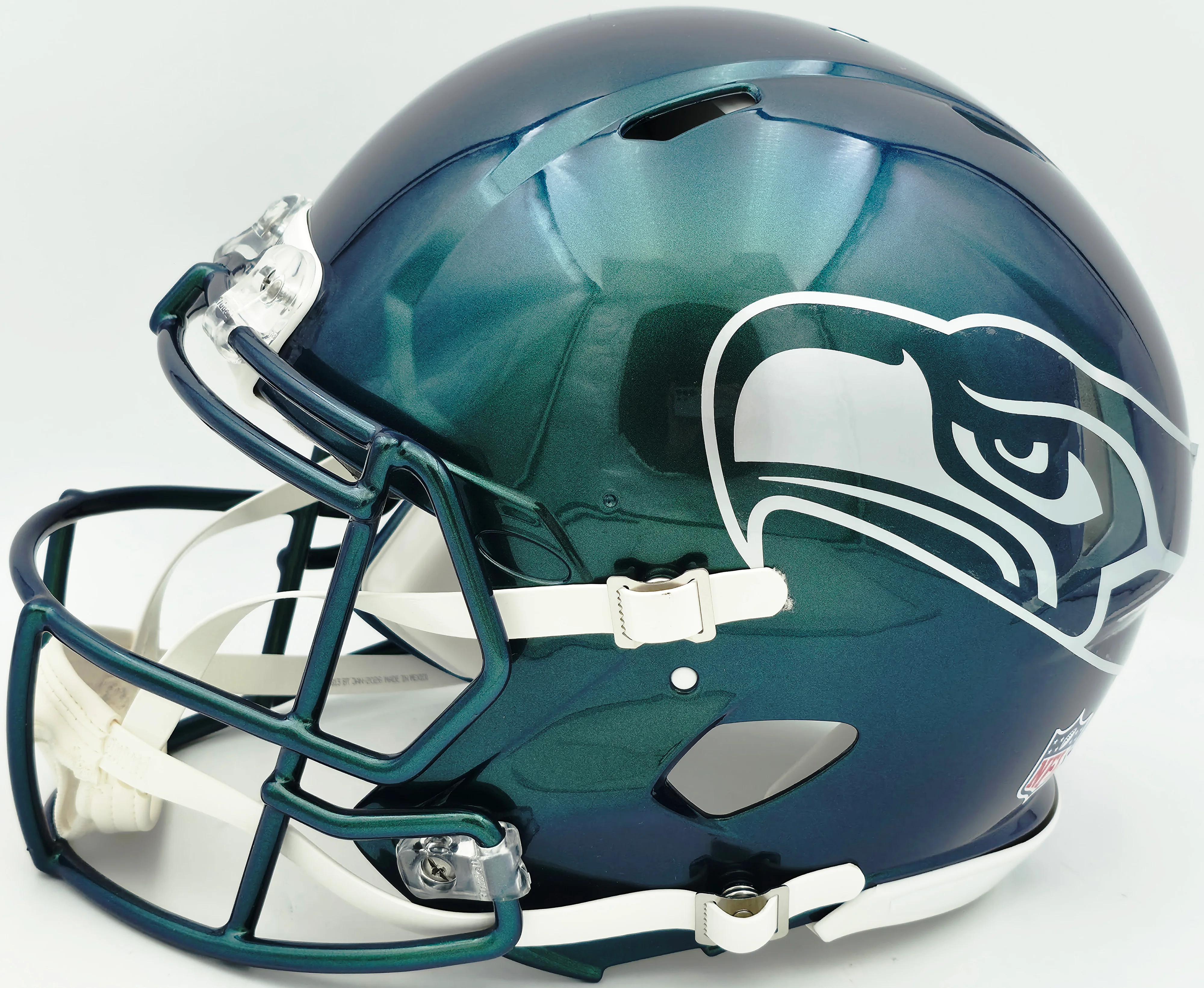 Sam Darnold Autographed Seattle Seahawks Metallic Green Rivalries Full Size Speed Authentic Helmet Beckett BAS Witness Stock #261506 - Image 5