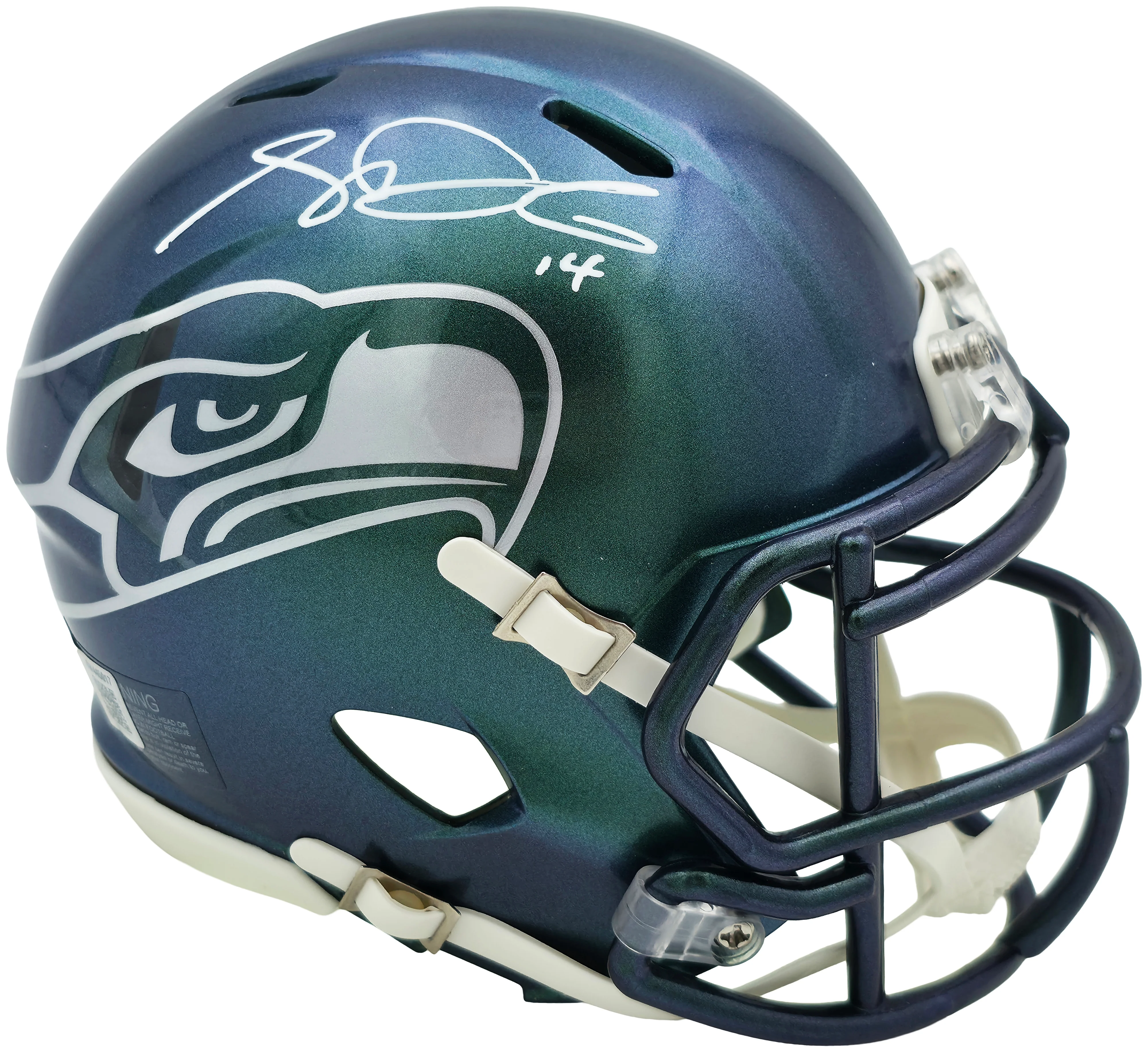 Sam Darnold Autographed Seattle Seahawks Metallic Green Rivalries Speed Mini Helmet Beckett BAS Witness Stock #261846