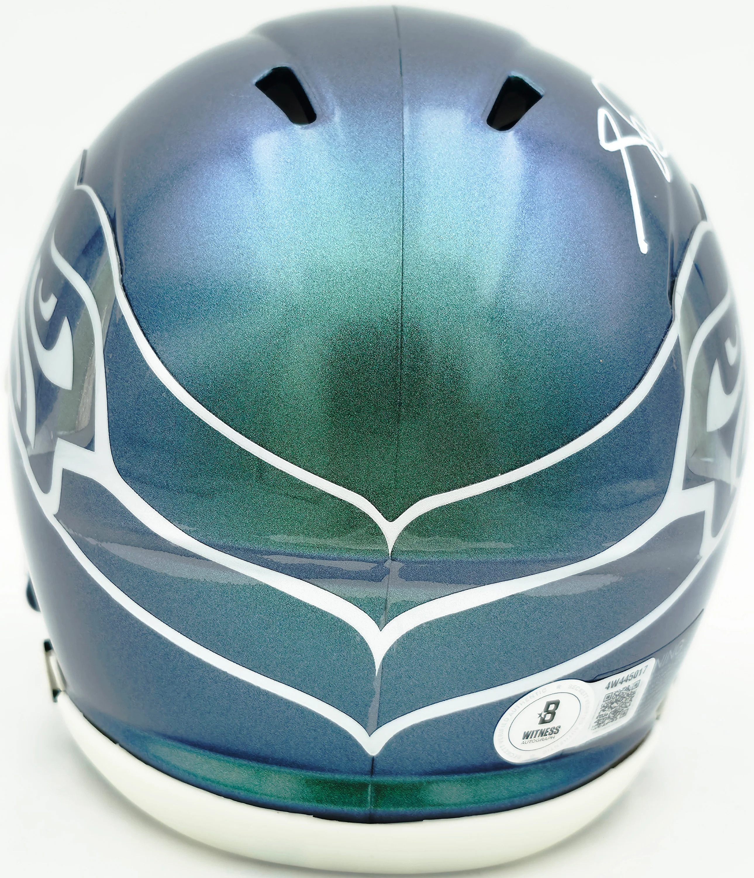 Sam Darnold Autographed Seattle Seahawks Metallic Green Rivalries Speed Mini Helmet Beckett BAS Witness Stock #261846 - Image 4