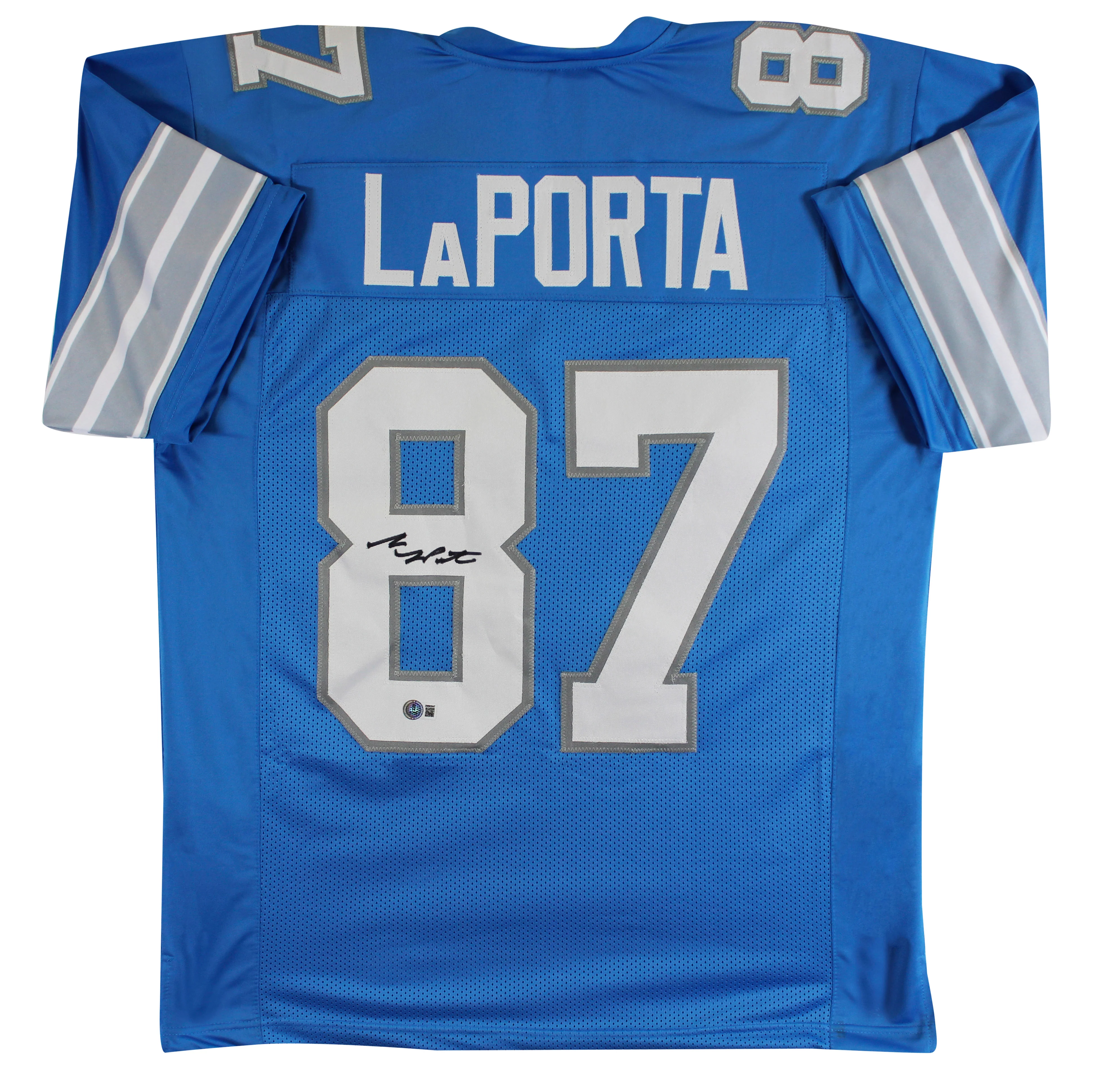 Sam Laporta Authentic Signed Blue Pro Style Jersey Autographed BAS Witnessed 3 - Image 2