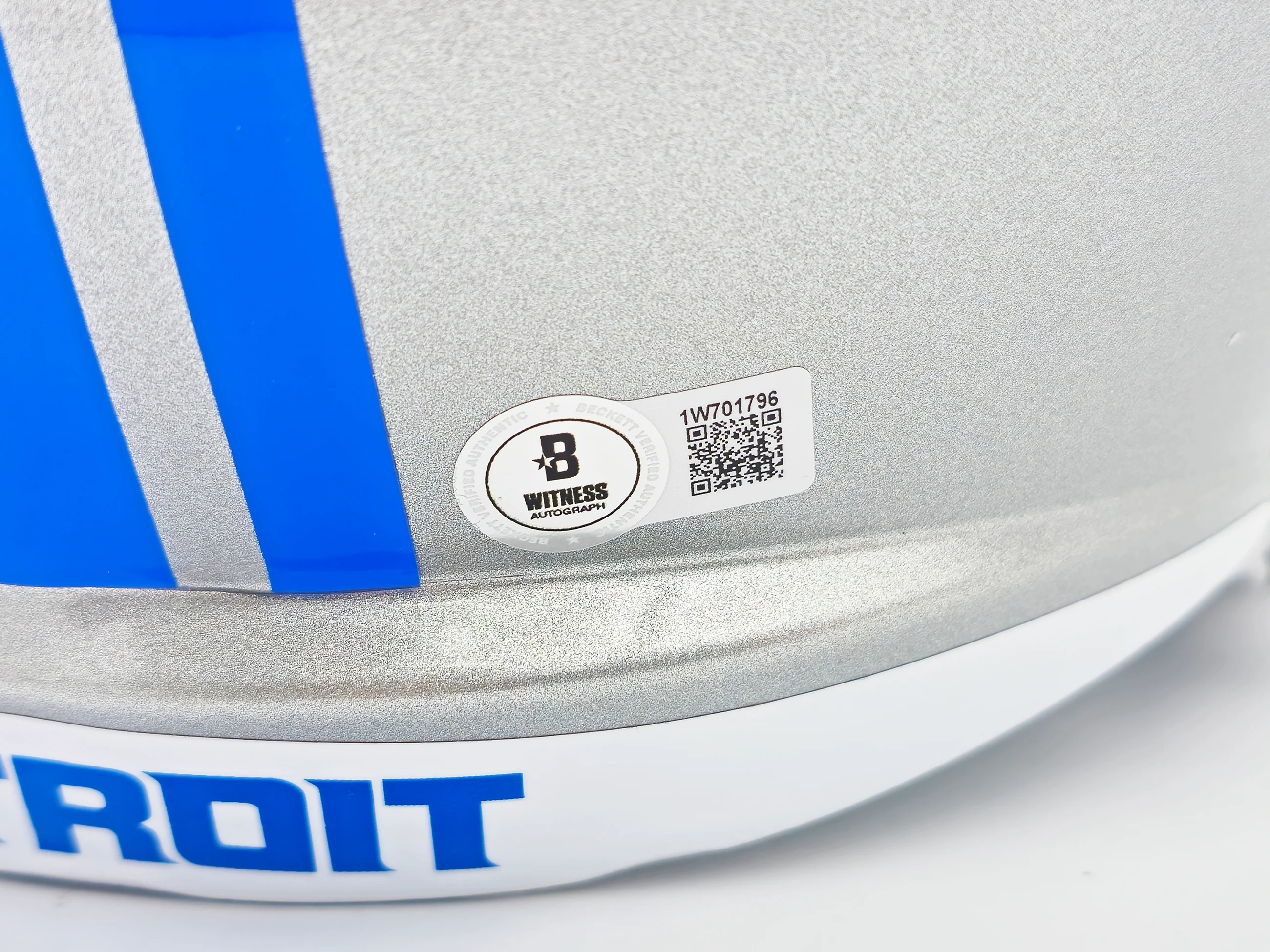 Sam LaPorta Autographed Detroit Lions Silver Full Size Replica Speed Helmet Beckett BAS Witness Stock #230024 - Image 5