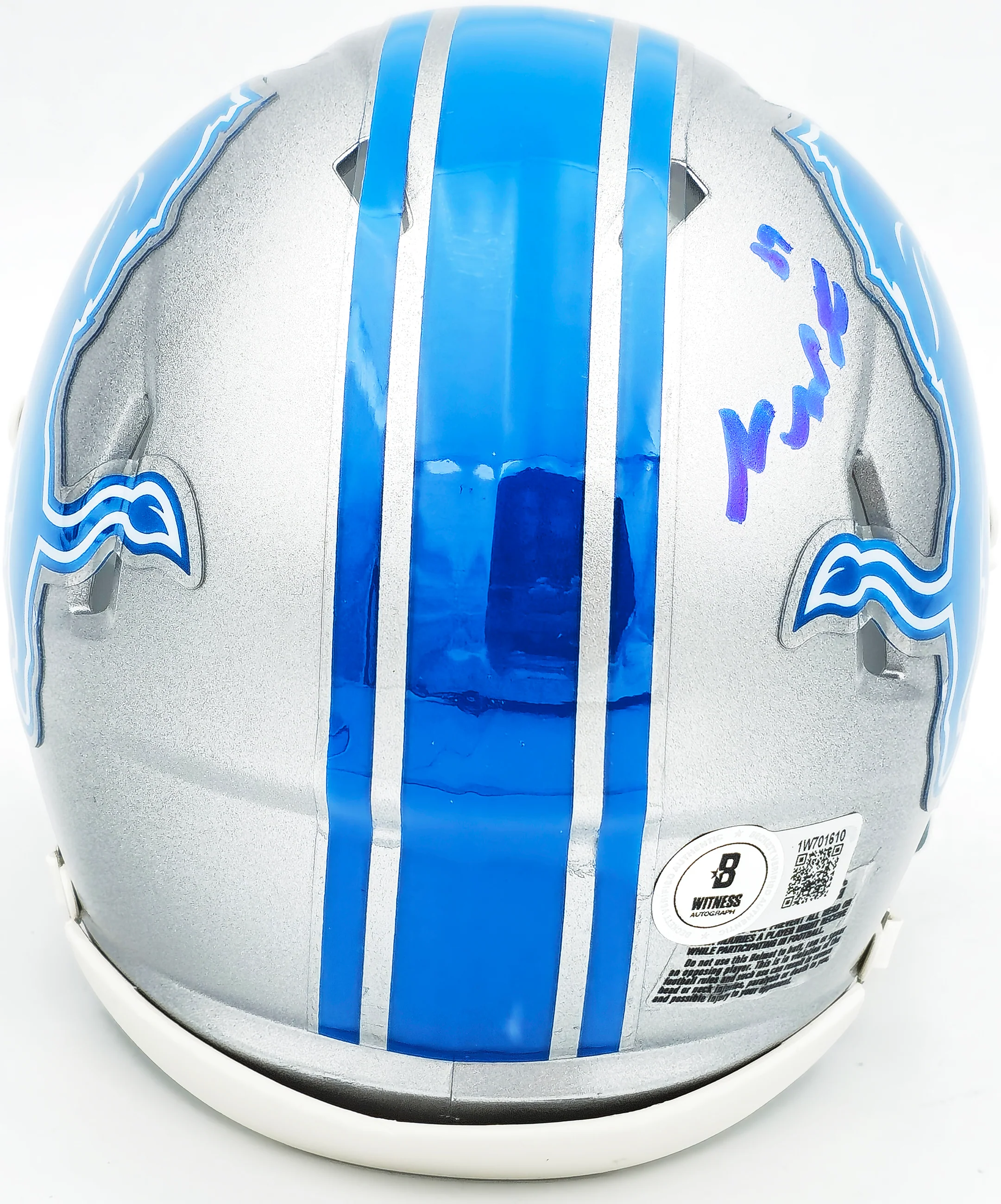 Sam LaPorta Autographed Detroit Lions Silver Speed Mini Helmet Beckett BAS Witness Stock #230026 - Image 4