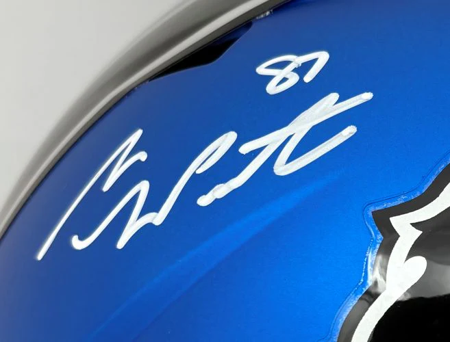 Sam LaPorta Signed Detroit Lions FS Alternate Blue Speed Replica Helmet BAS ITP - Image 2