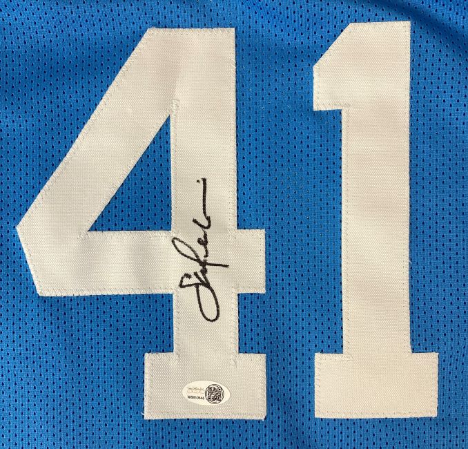 Sam Perkins North Carolina Signed Blue Basketball Jersey JSA QR Hologram - Image 2