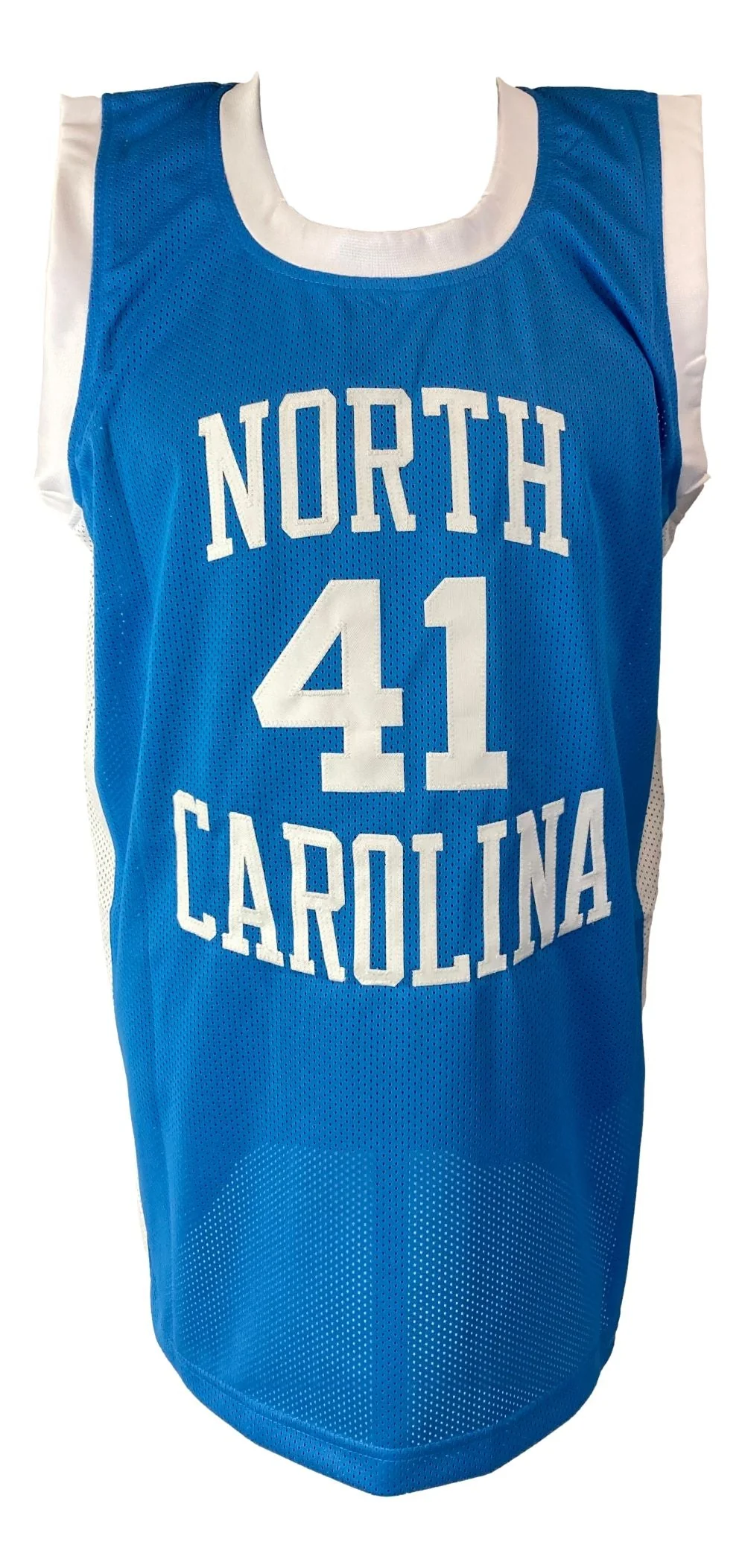 Sam Perkins North Carolina Signed Blue Basketball Jersey JSA QR Hologram - Image 3