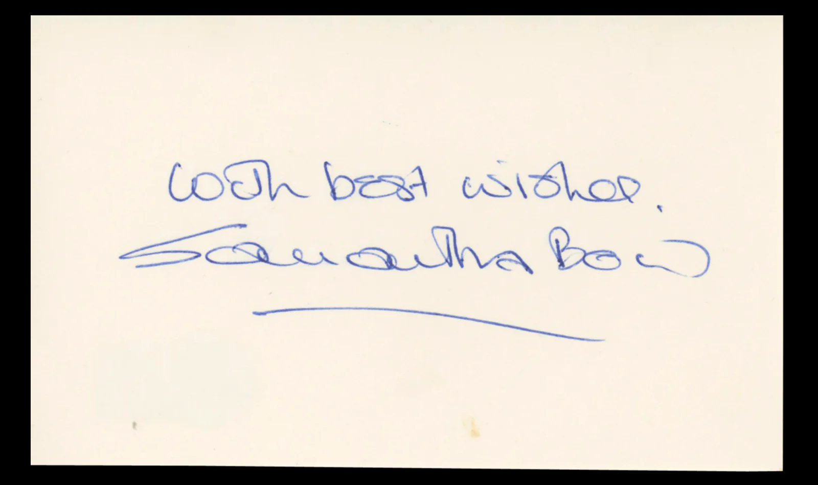 Samantha Bond James Bond "With Best Wishes" Signed 3x5 Index Card BAS #BT02476 - Image 2