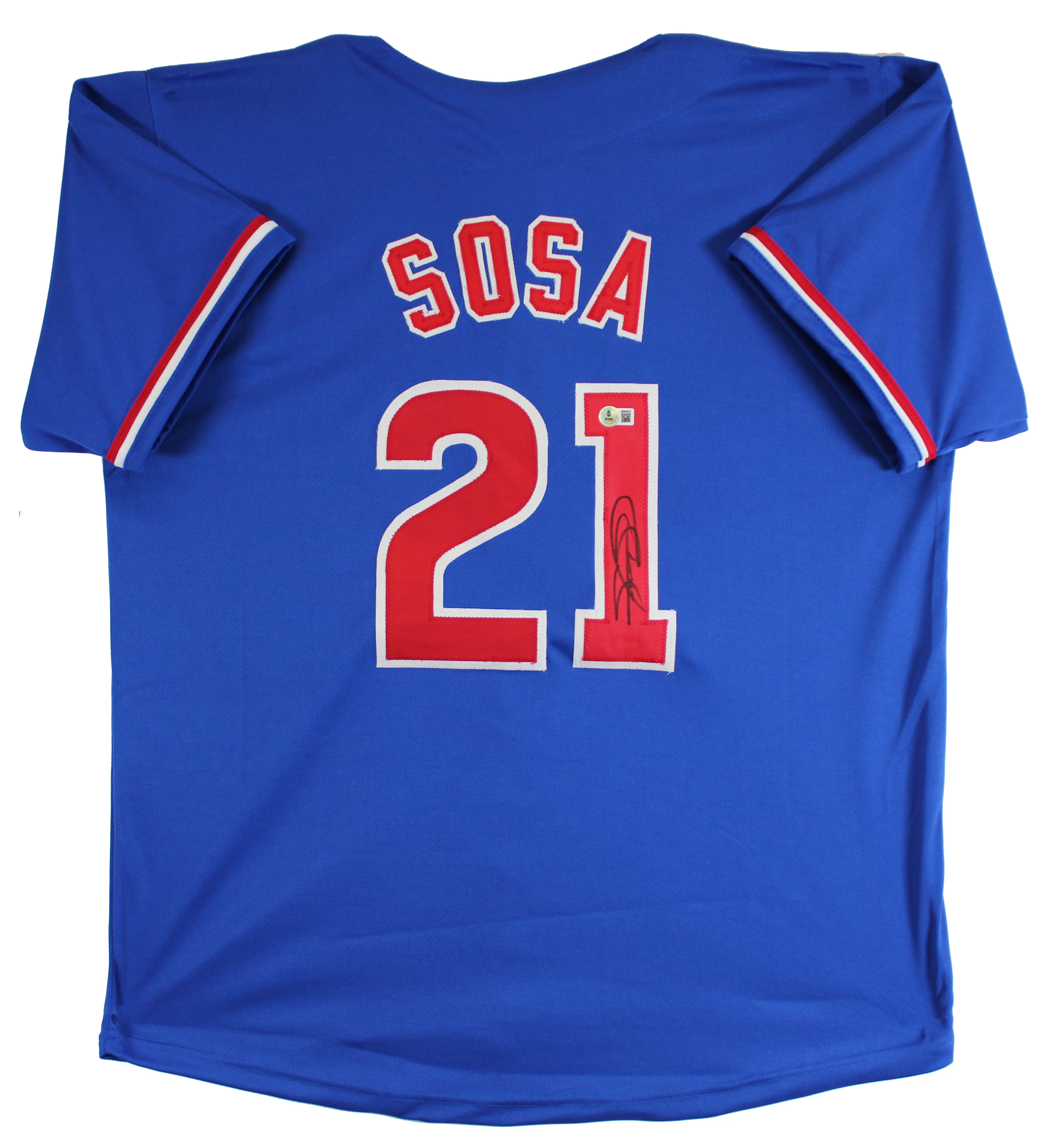 Sammy Sosa Authentic Signed Blue Pro Style Jersey Autographed BAS Witnessed 2 - Image 2