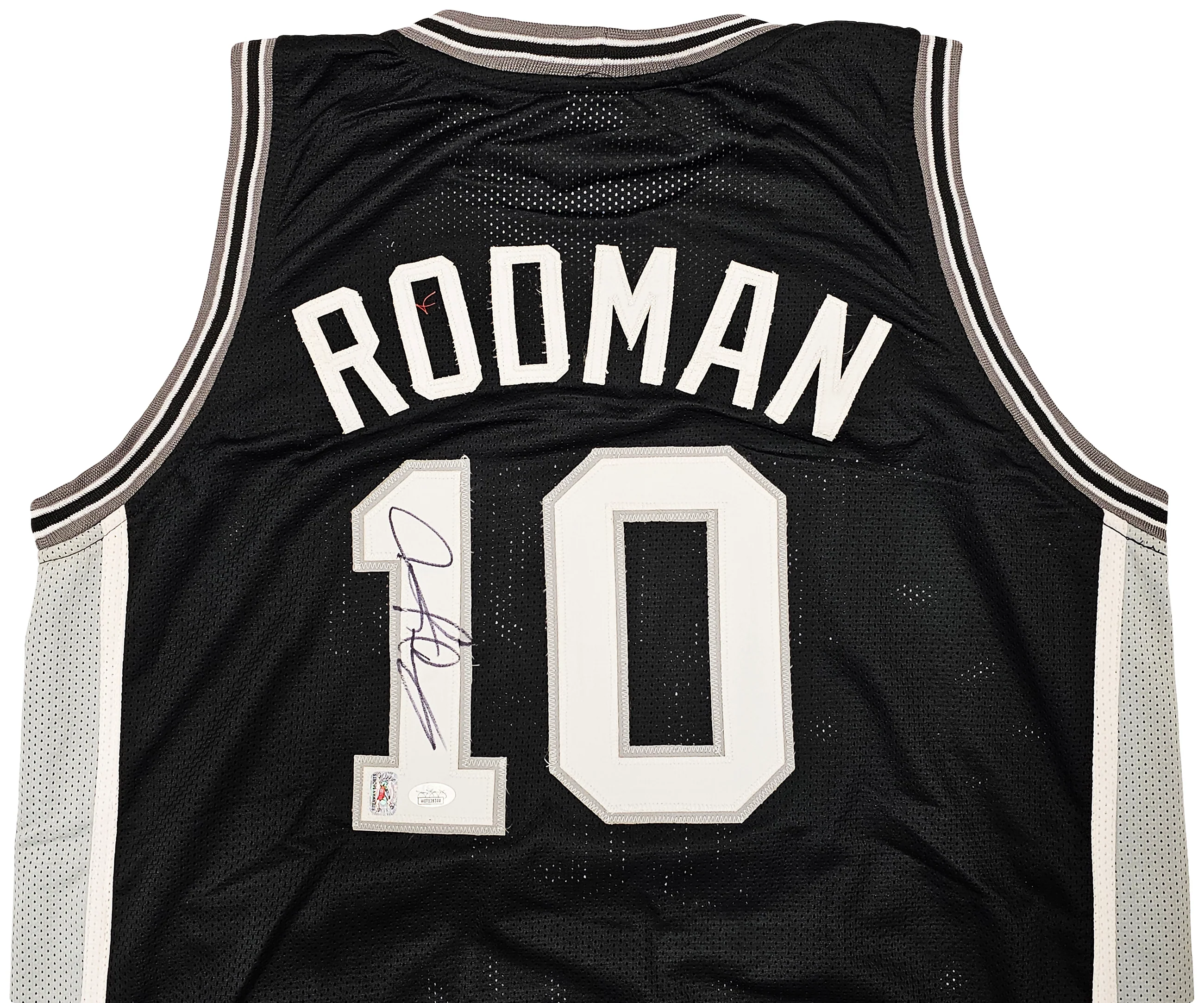 San Antonio Spurs Dennis Rodman Autographed Black Jersey JSA Stock #215732 - Image 3