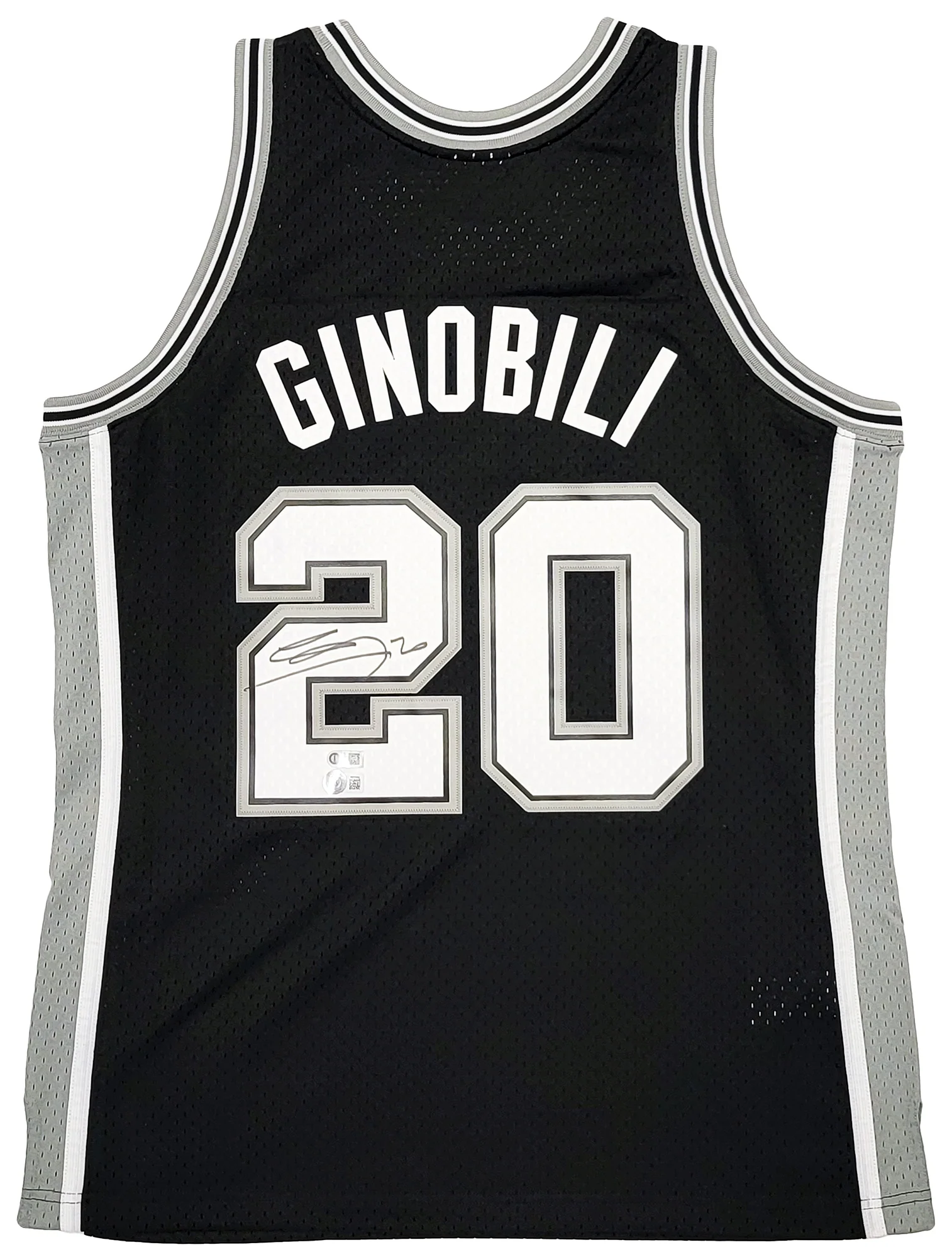 San Antonio Spurs Manu Ginobili Autographed Black Authentic Mitchell & Ness Swingman Jersey Size L Beckett BAS Witness Stock #211906 - Image 2