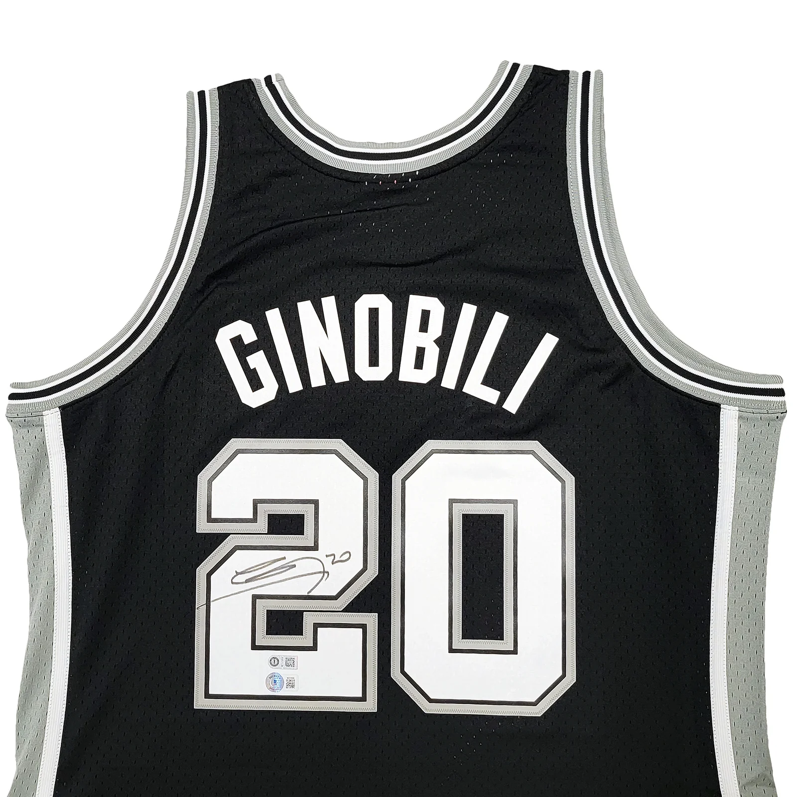 San Antonio Spurs Manu Ginobili Autographed Black Authentic Mitchell & Ness Swingman Jersey Size XL Beckett BAS Witness Stock #211905 - Image 3