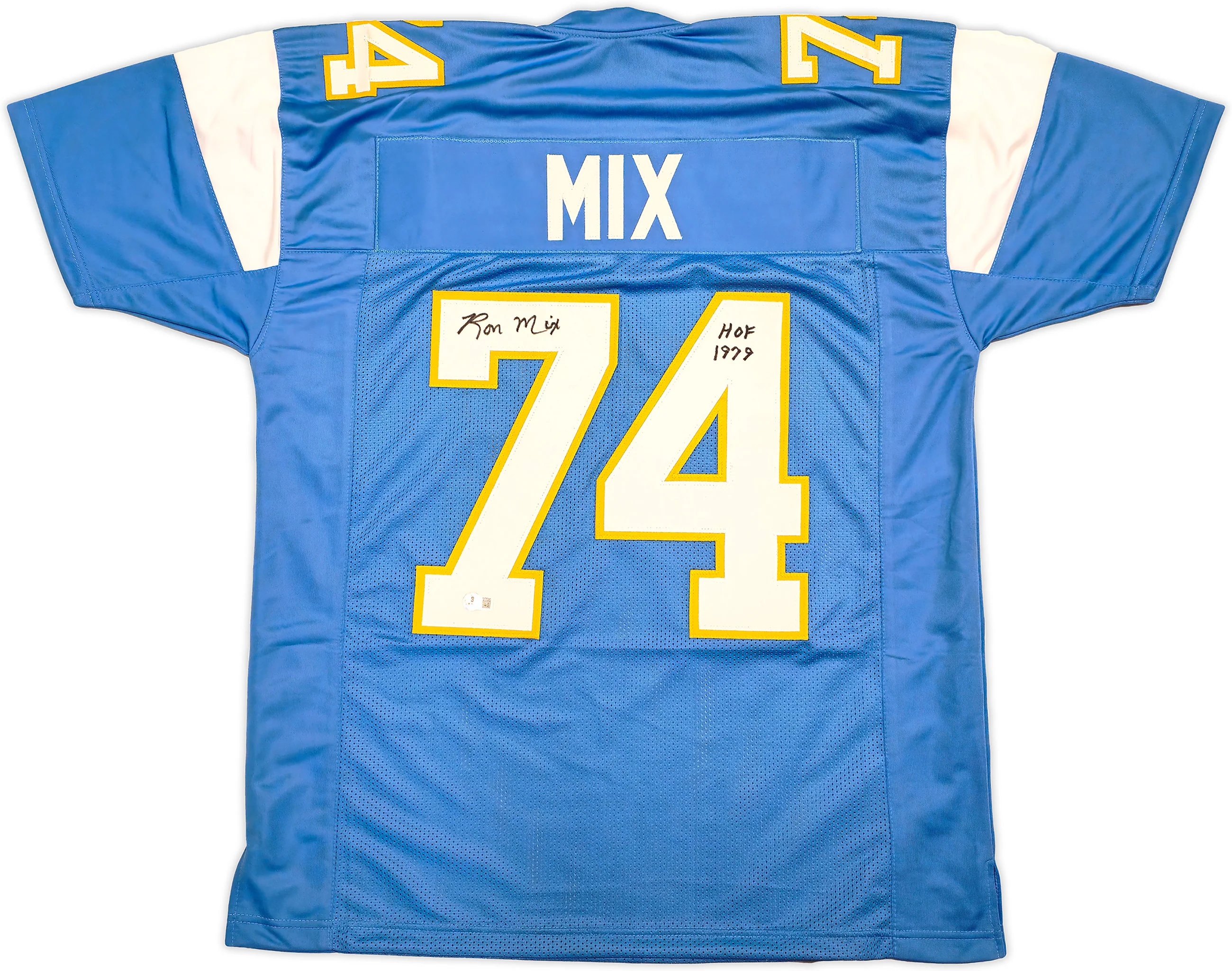 San Diego Chargers Ron Mix Autographed Blue Jersey "HOF 1979" Beckett BAS Witness Stock #230001 - Image 2