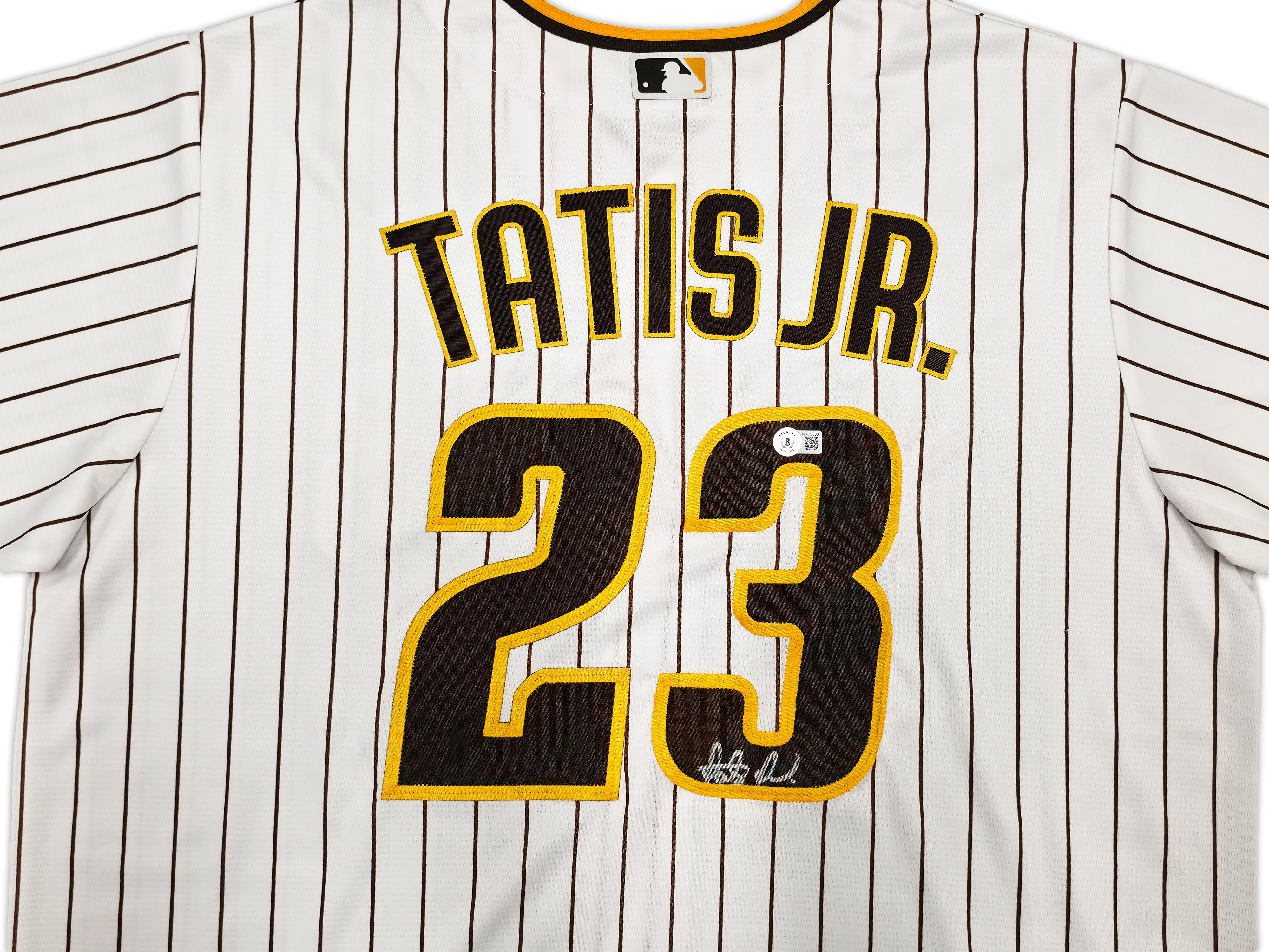 San Diego Padres Fernando Tatis Jr. Autographed White Pinstripes Nike Jersey Size XL Beckett BAS Witness Stock #256875 - Image 3