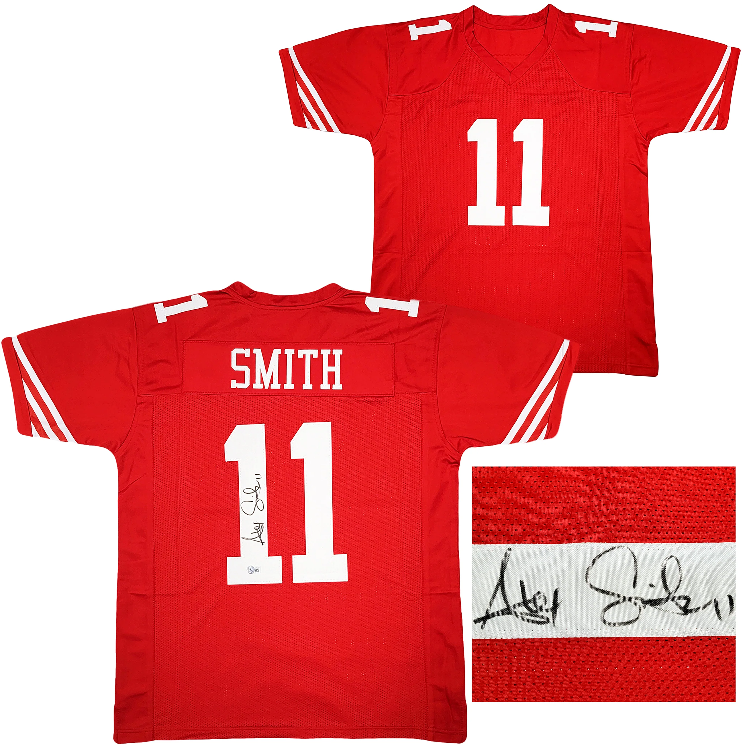 San Francisco 49ers Alex Smith Autographed Red Jersey Beckett BAS Witness Stock #208237