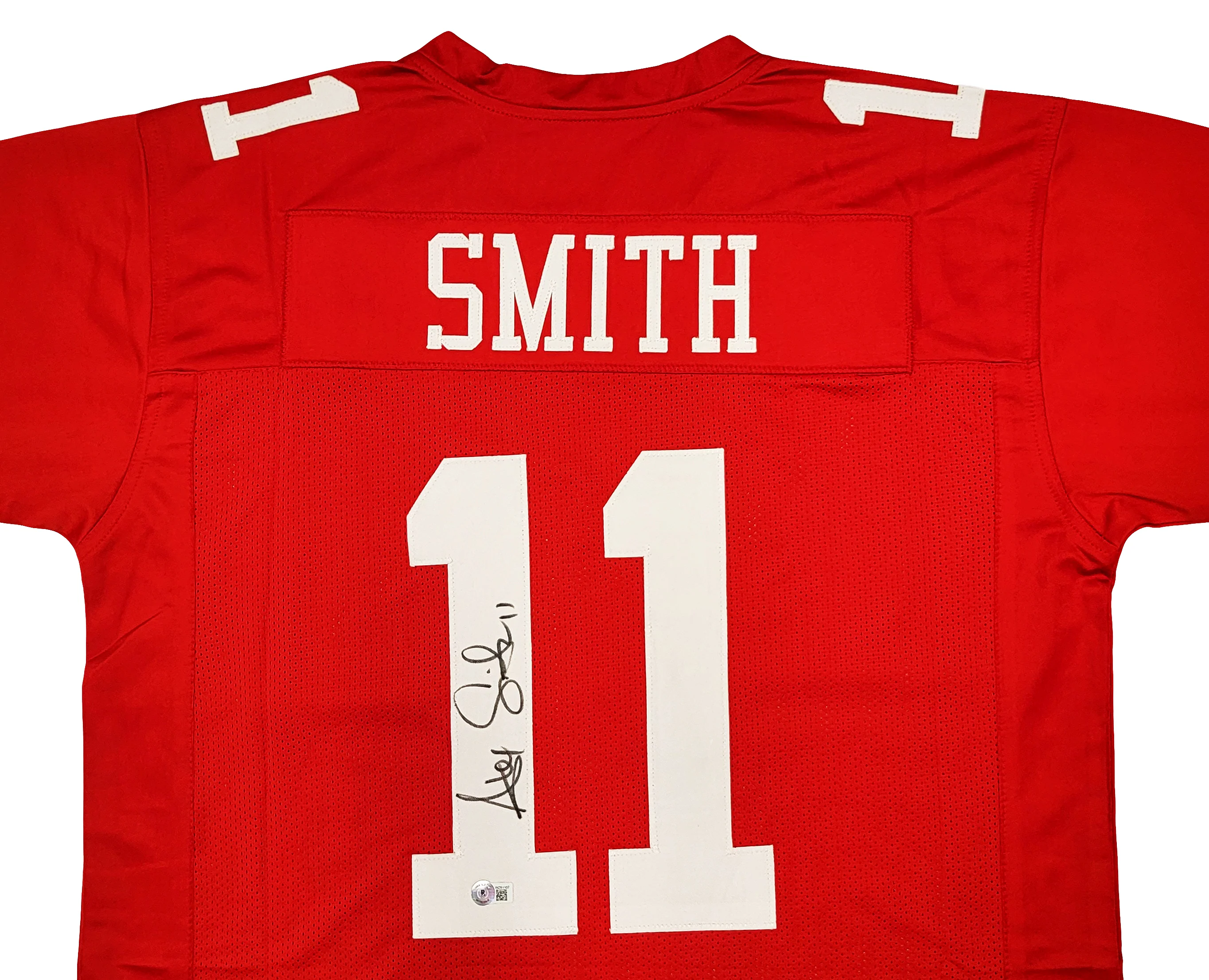 San Francisco 49ers Alex Smith Autographed Red Jersey Beckett BAS Witness Stock #208237 - Image 3