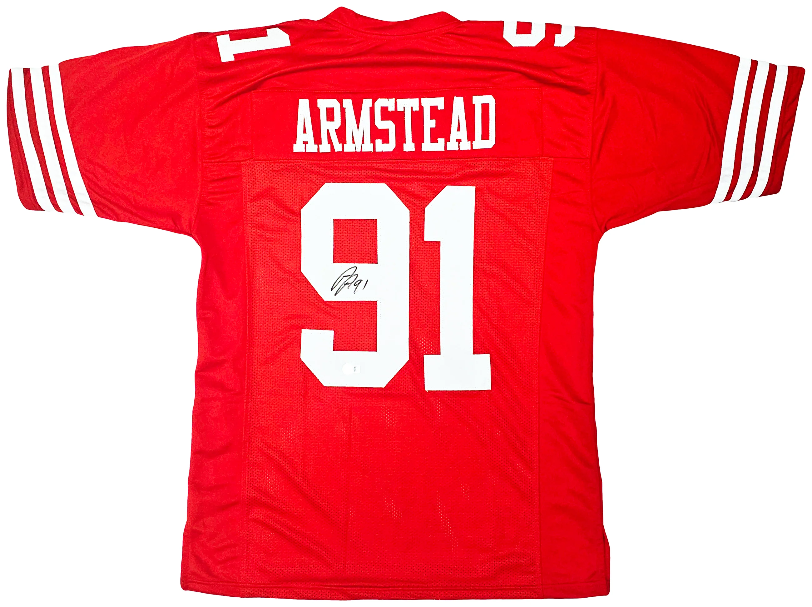 San Francisco 49ers Arik Armstead Autographed Red Jersey Beckett BAS Witness Stock #218744 - Image 2