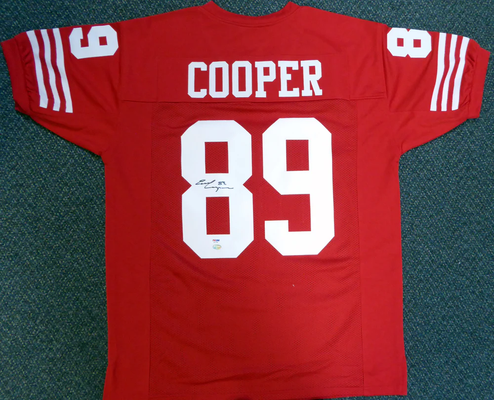 San Francisco 49ers Earl Cooper Autographed Red Jersey PSA/DNA Stock #105034 - Image 3