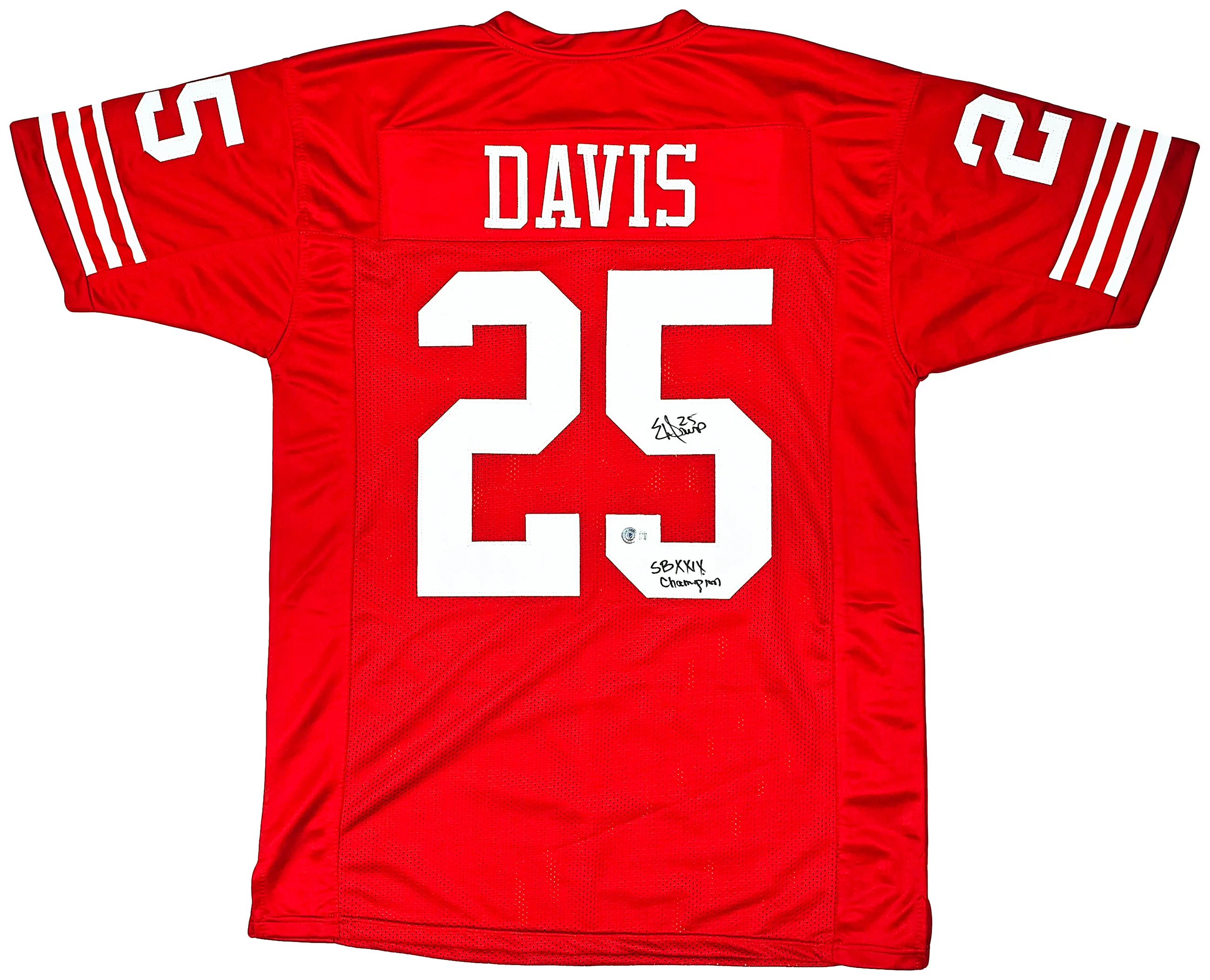 San Francisco 49ers Eric Davis Autographed Red Jersey "SB XXIX Champion" Beckett BAS QR Stock #215868 - Image 2