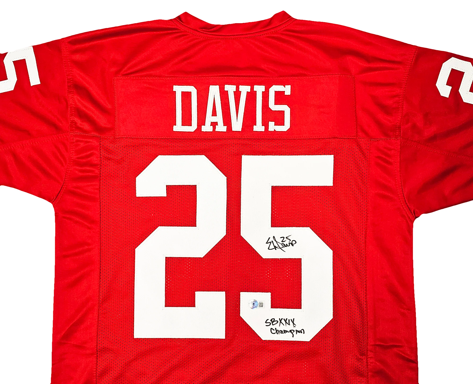 San Francisco 49ers Eric Davis Autographed Red Jersey "SB XXIX Champion" Beckett BAS QR Stock #215868 - Image 3
