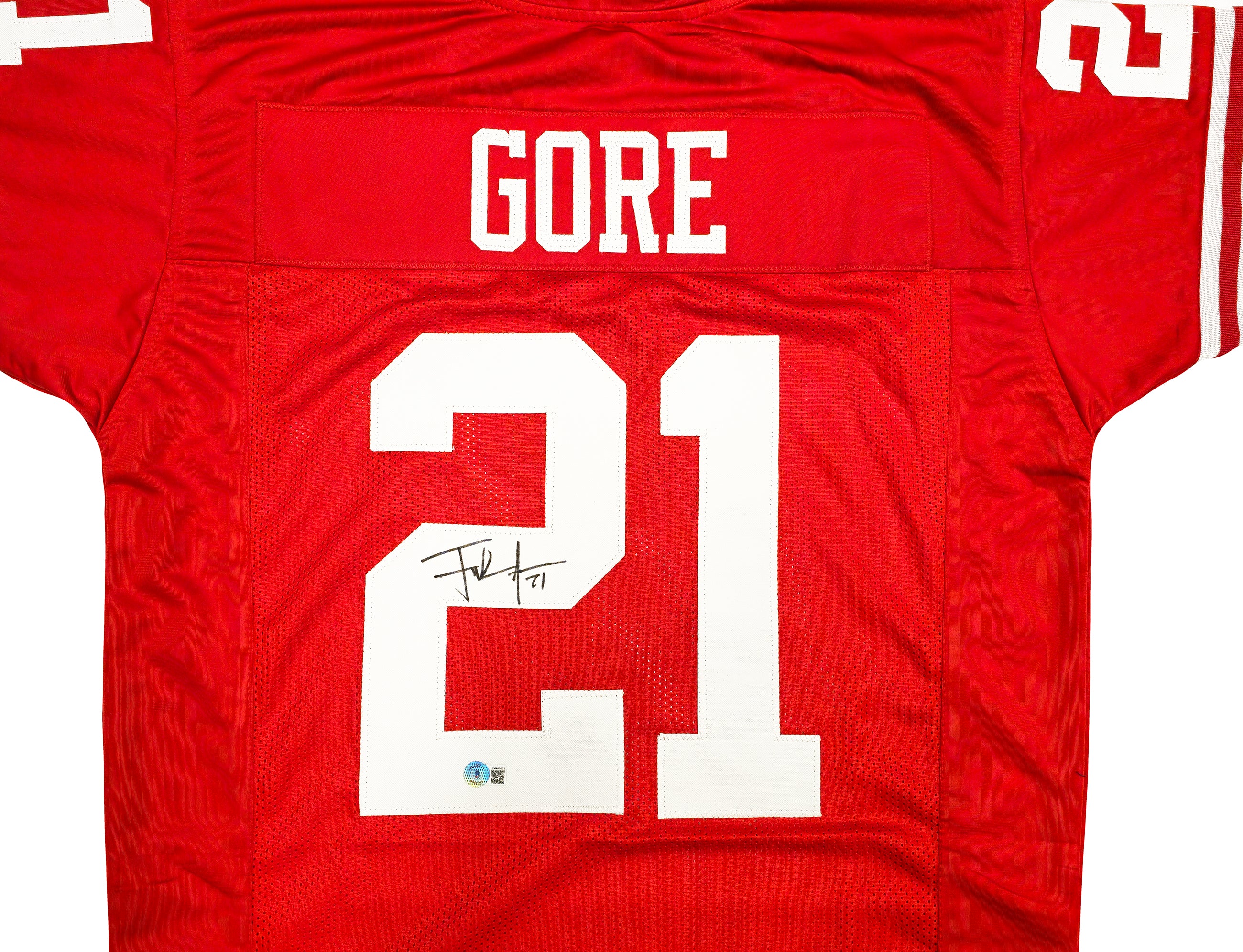 San Francisco 49ers Frank Gore Autographed Red Jersey Beckett BAS Witness Stock #231918 - Image 3
