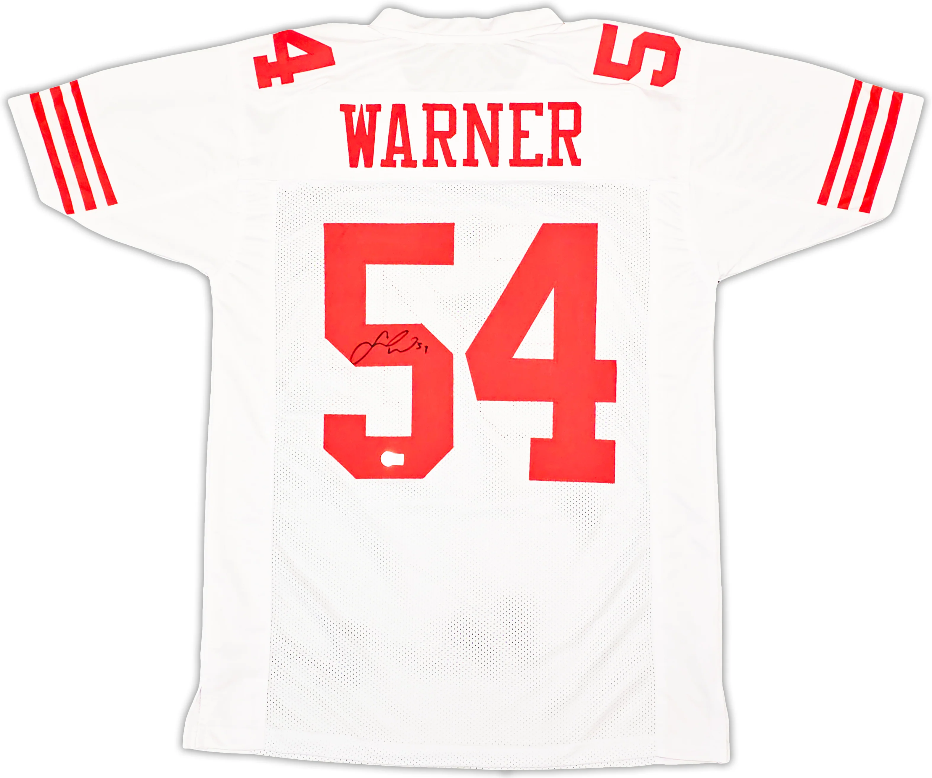 San Francisco 49ers Fred Warner Autographed White Jersey Beckett BAS Witness Stock #221072 - Image 2