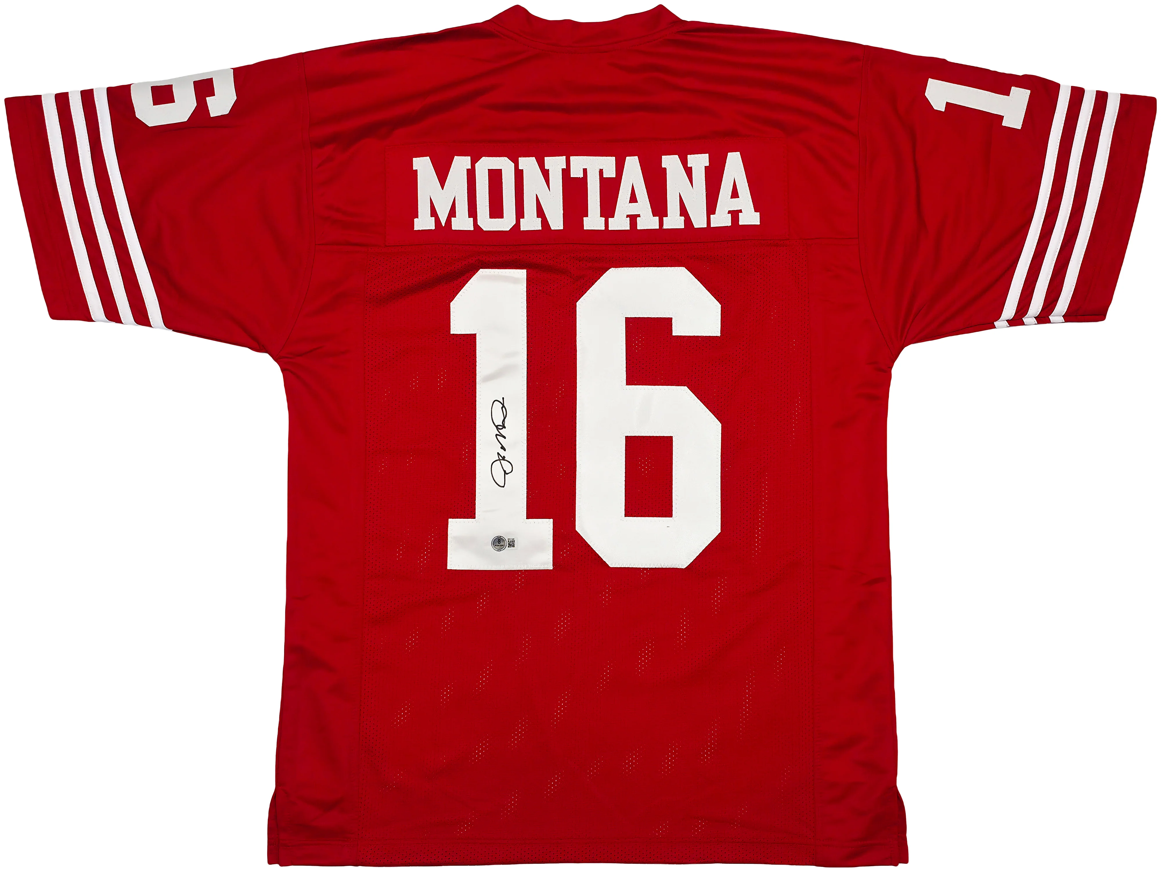 San Francisco 49ers Joe Montana Autographed Red Jersey Beckett BAS QR Stock #253485 - Image 2